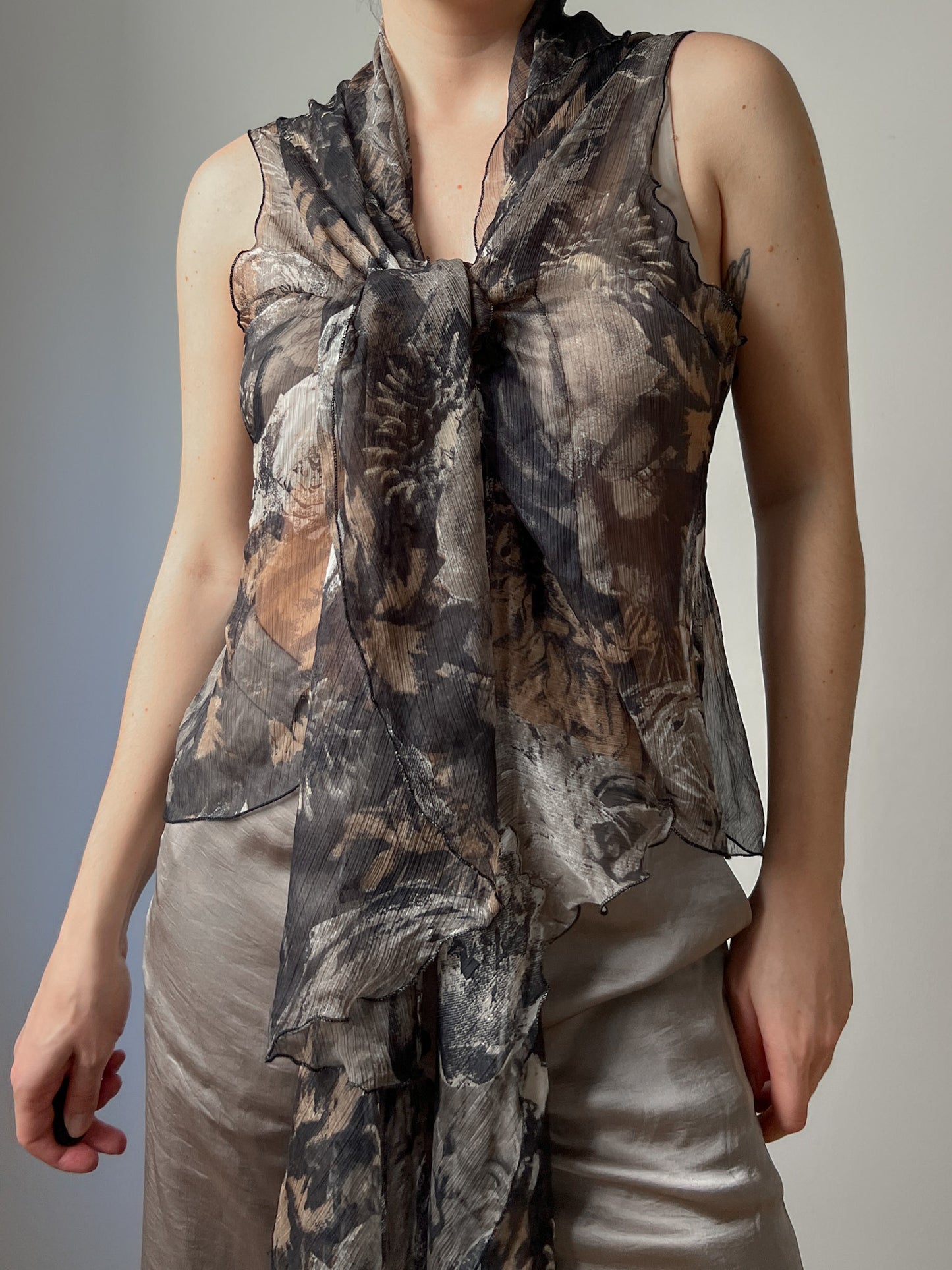 Pure silk printed top