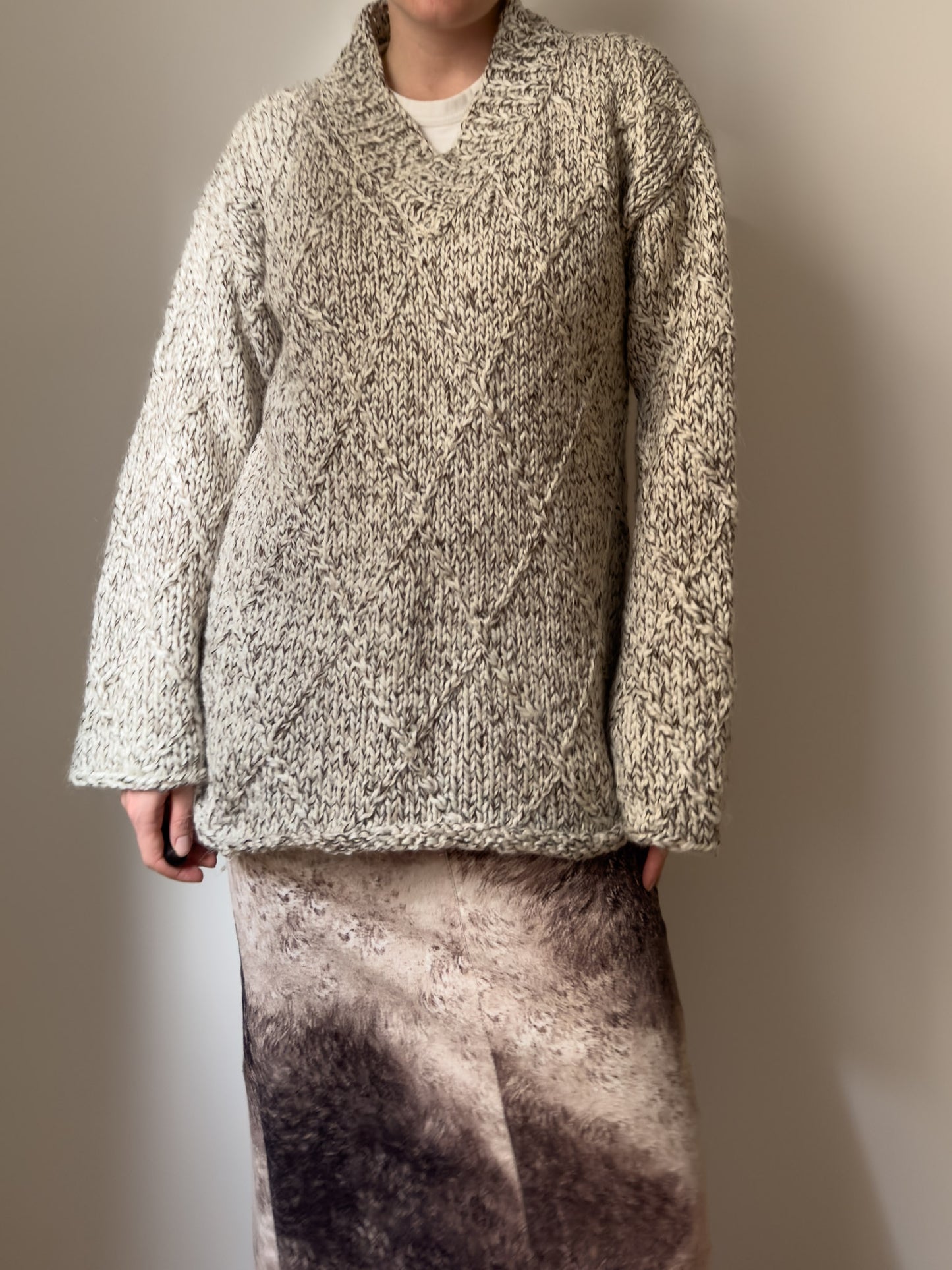 Pure wool embroidered melange pull