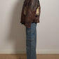 Real leather distressed jacket