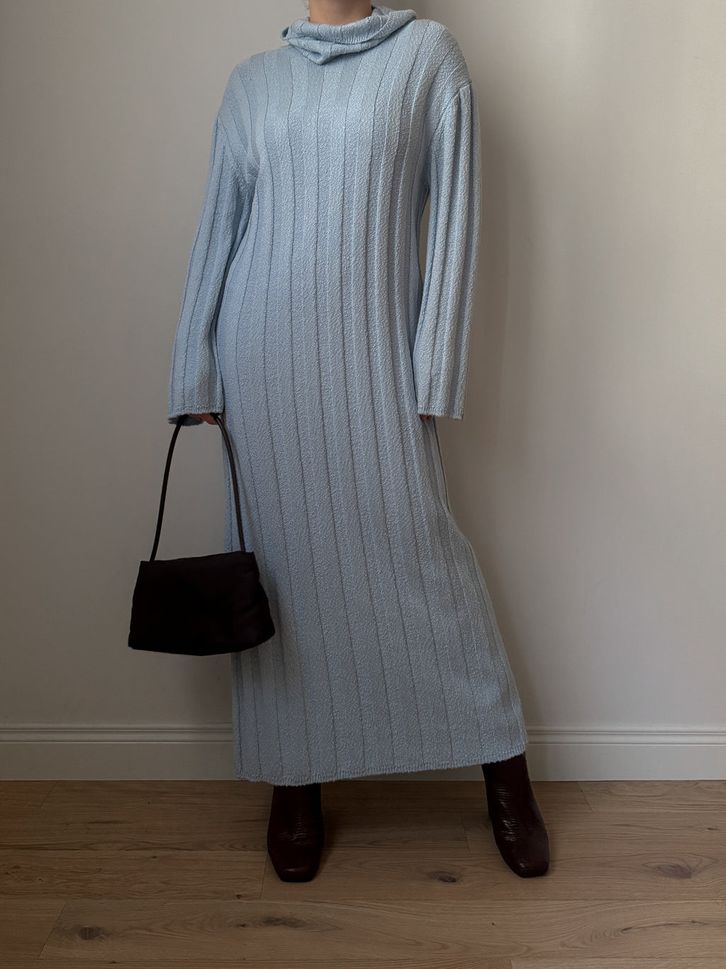 Wool blend sky maxi dress