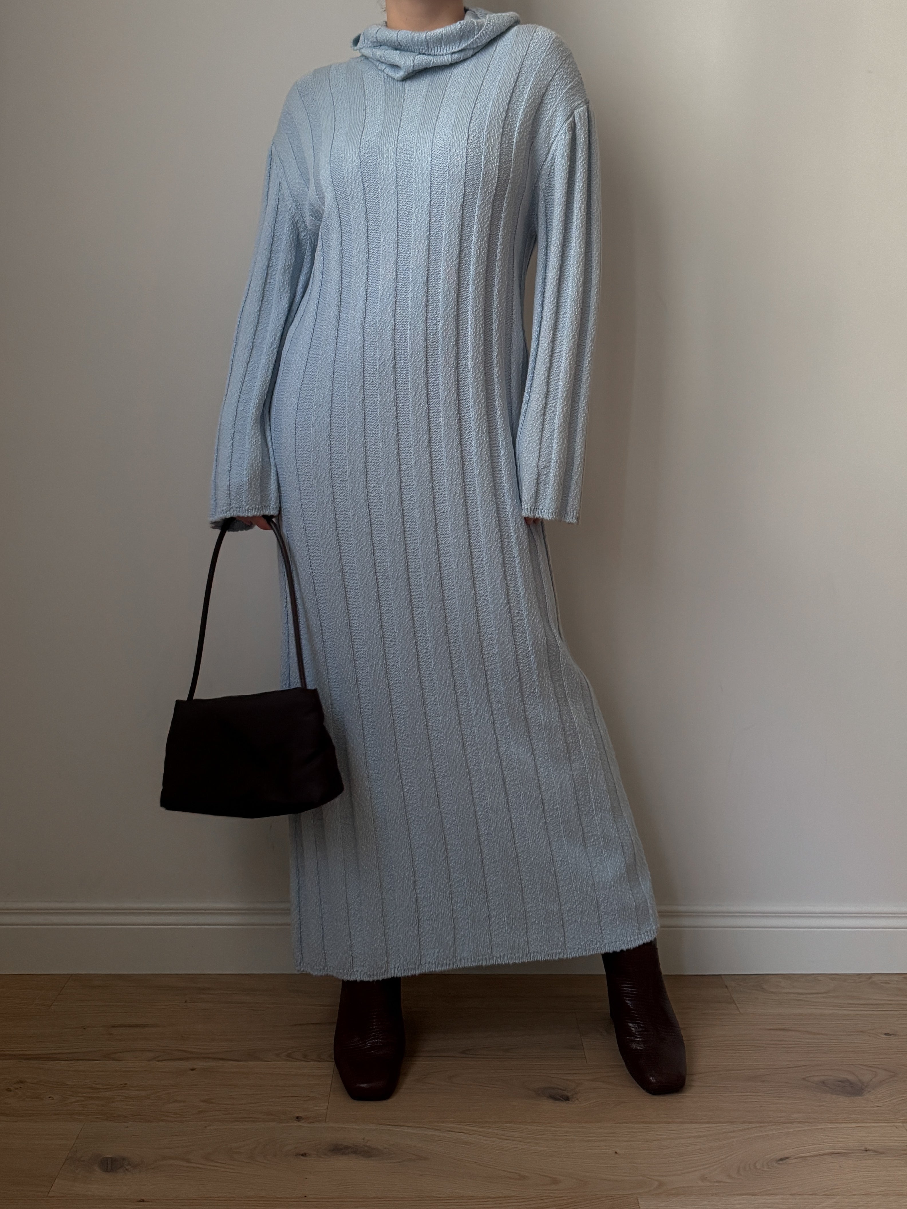 Wool blend sky maxi dress