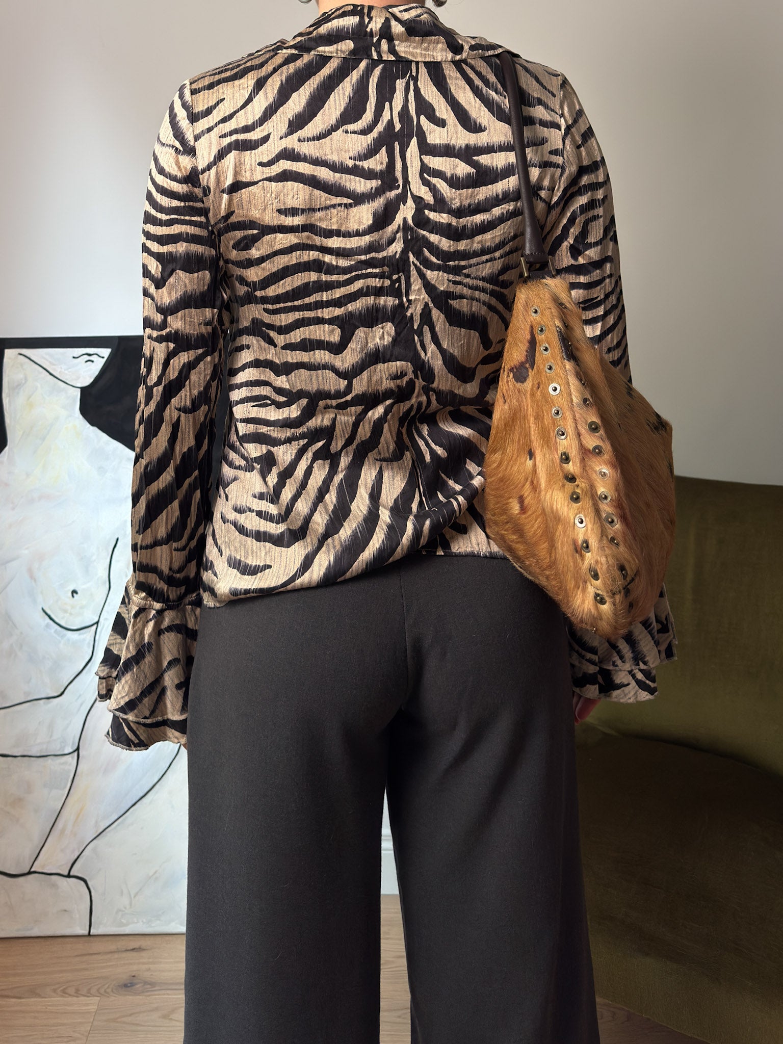 Pure silk animalier blouse