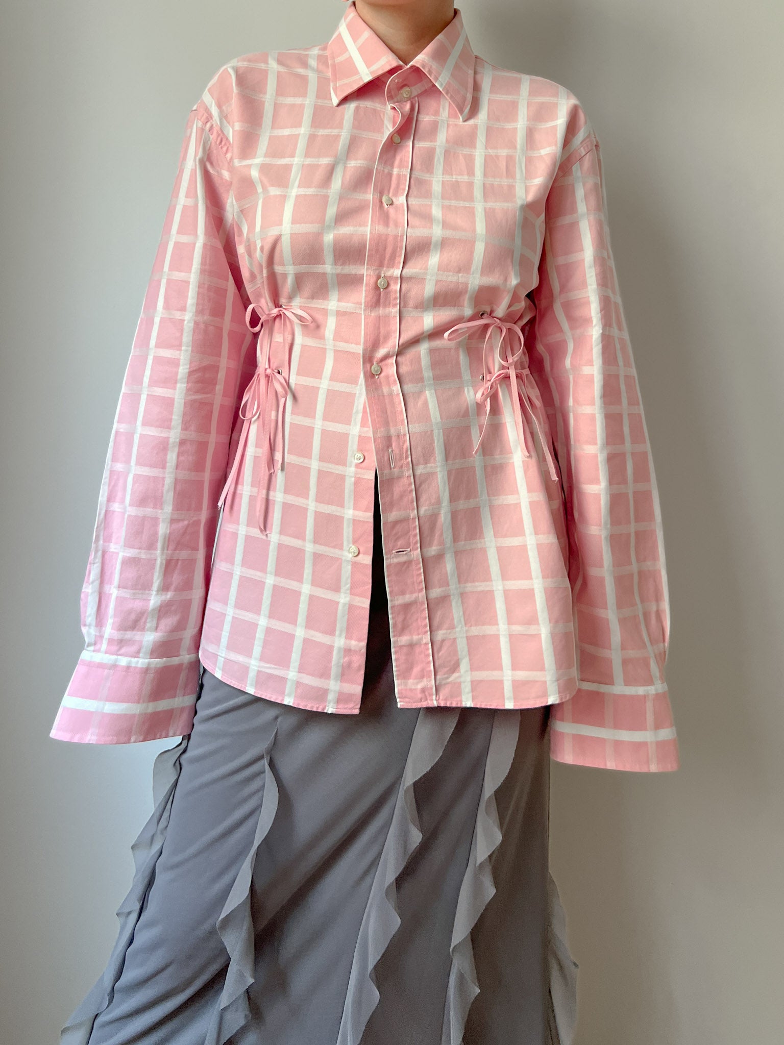 Isotta check pink cotton