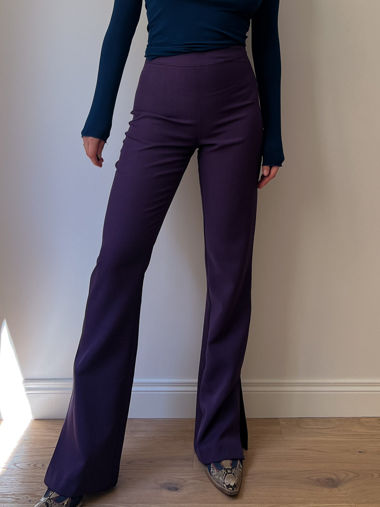 Flared purple pants