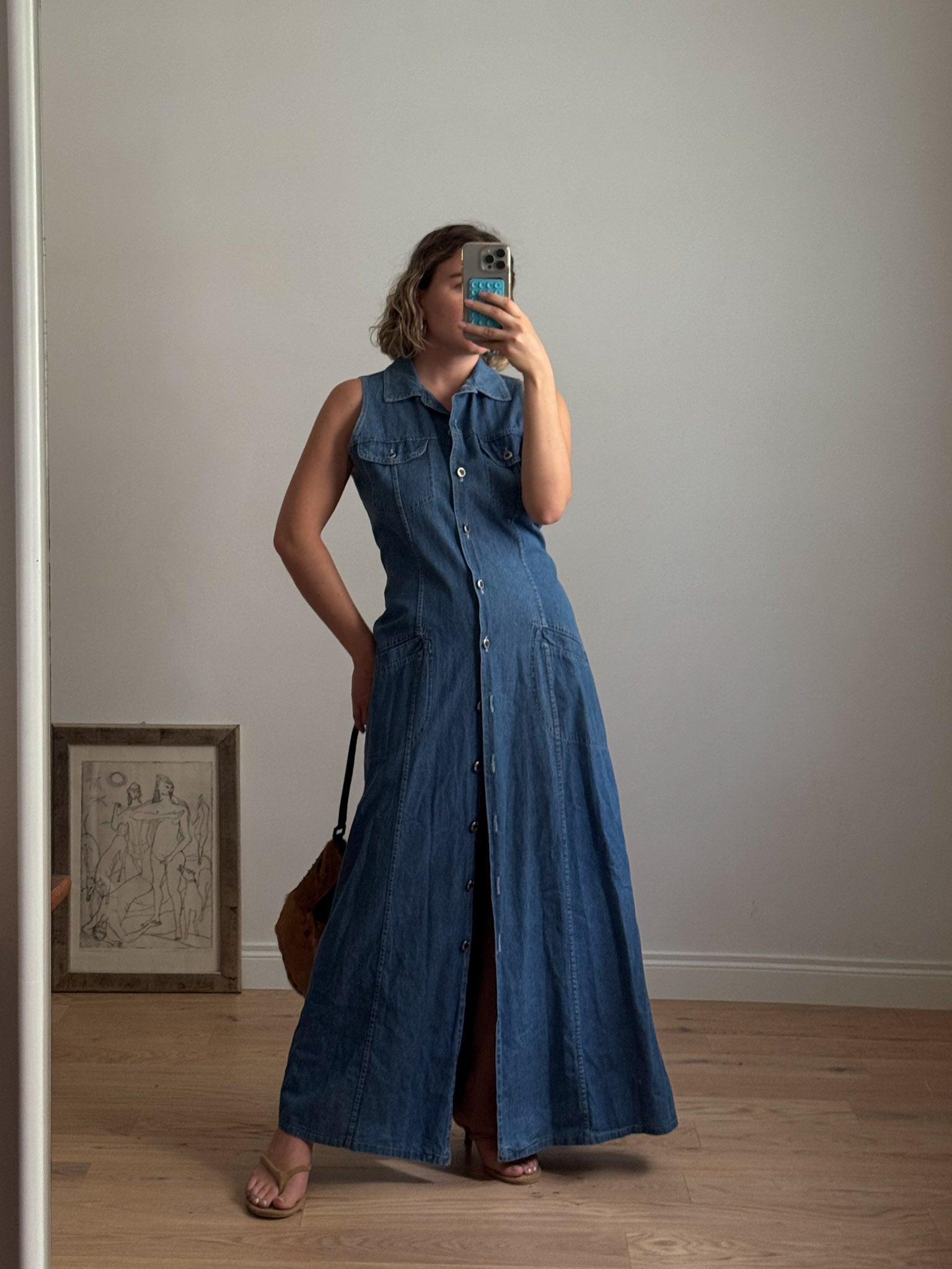 Denim long dress