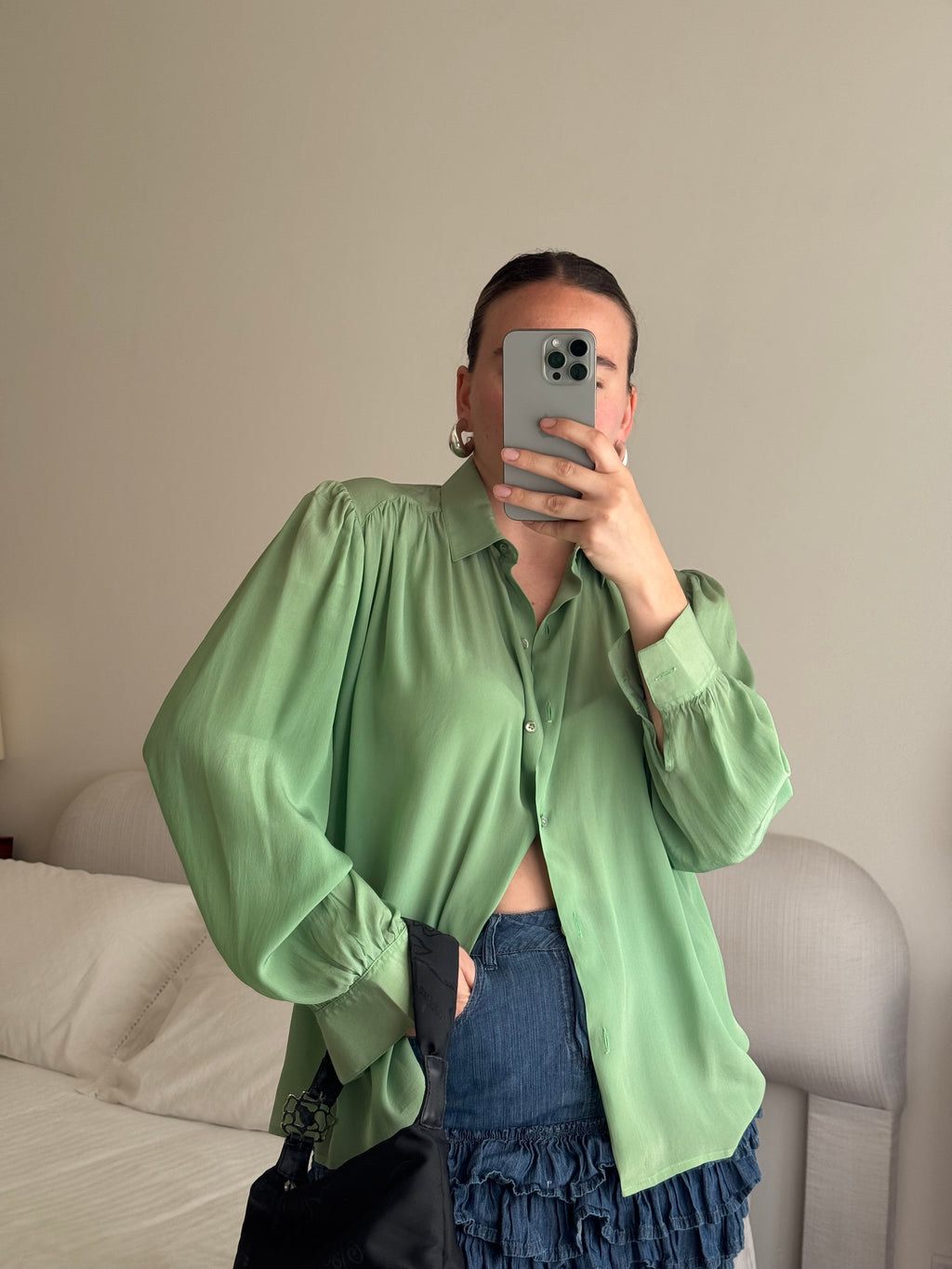 Silk blend green shirt
