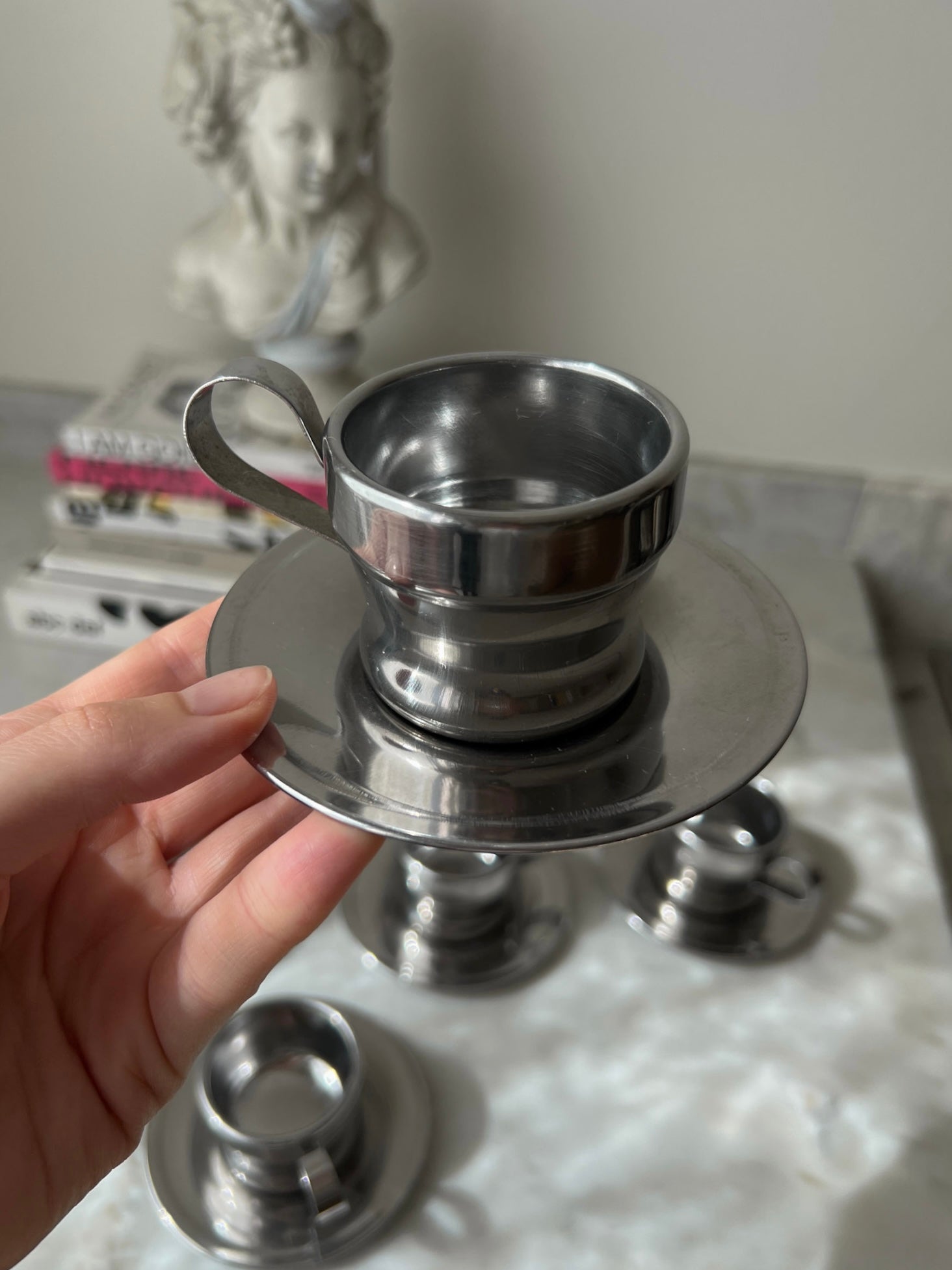 Tazzine e piattini da caffè in acciaio inox