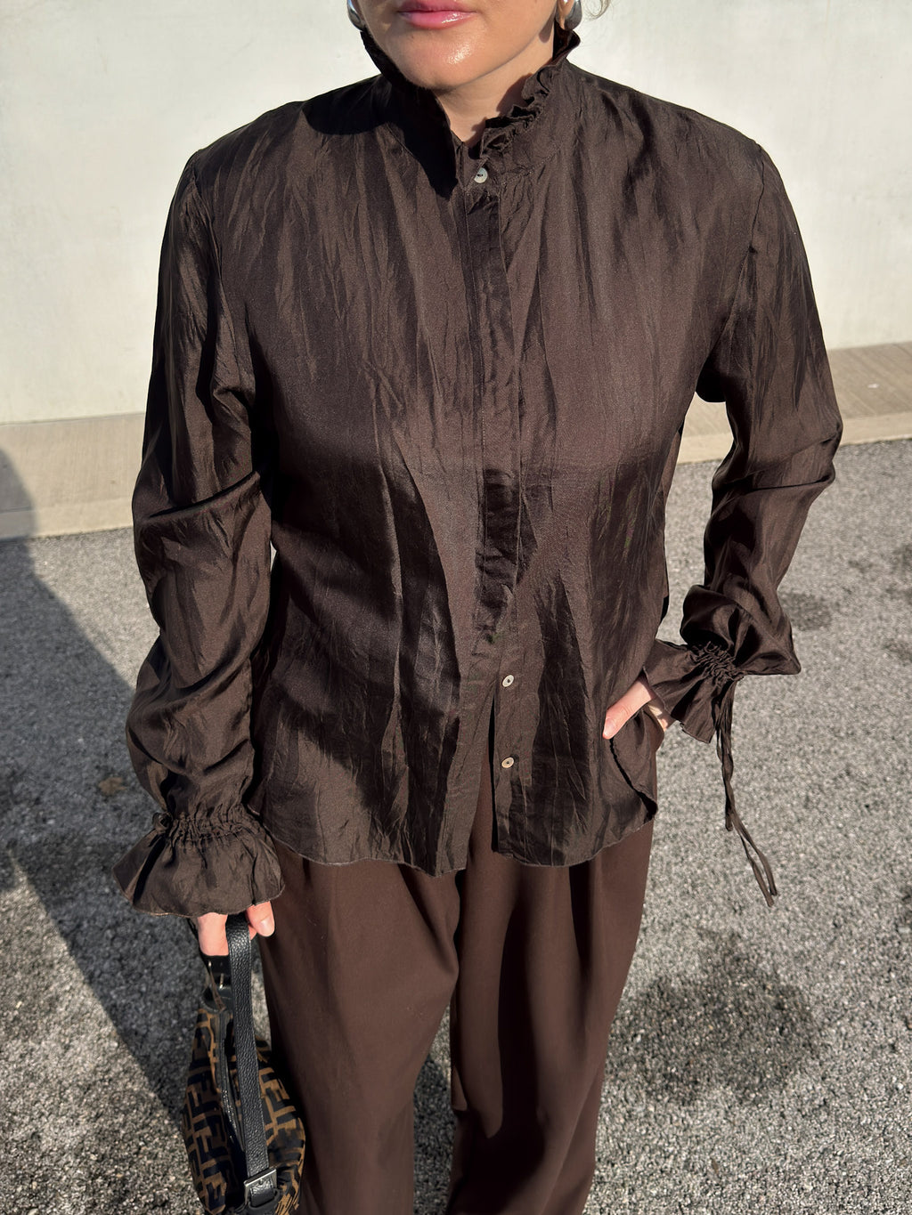 Pure silk chocolate blouse