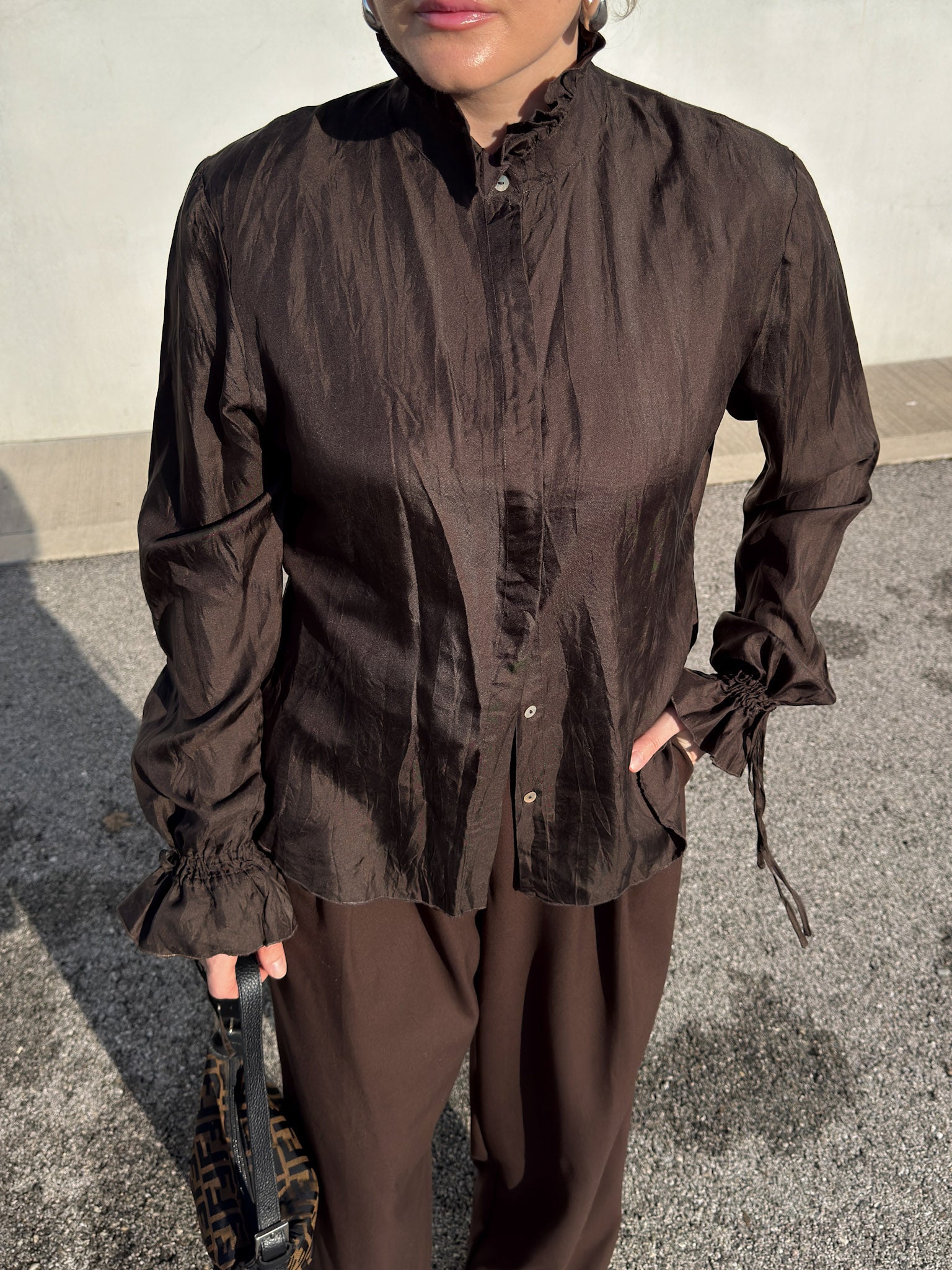 Pure silk chocolate blouse