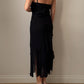 Viscose and sequin black dress