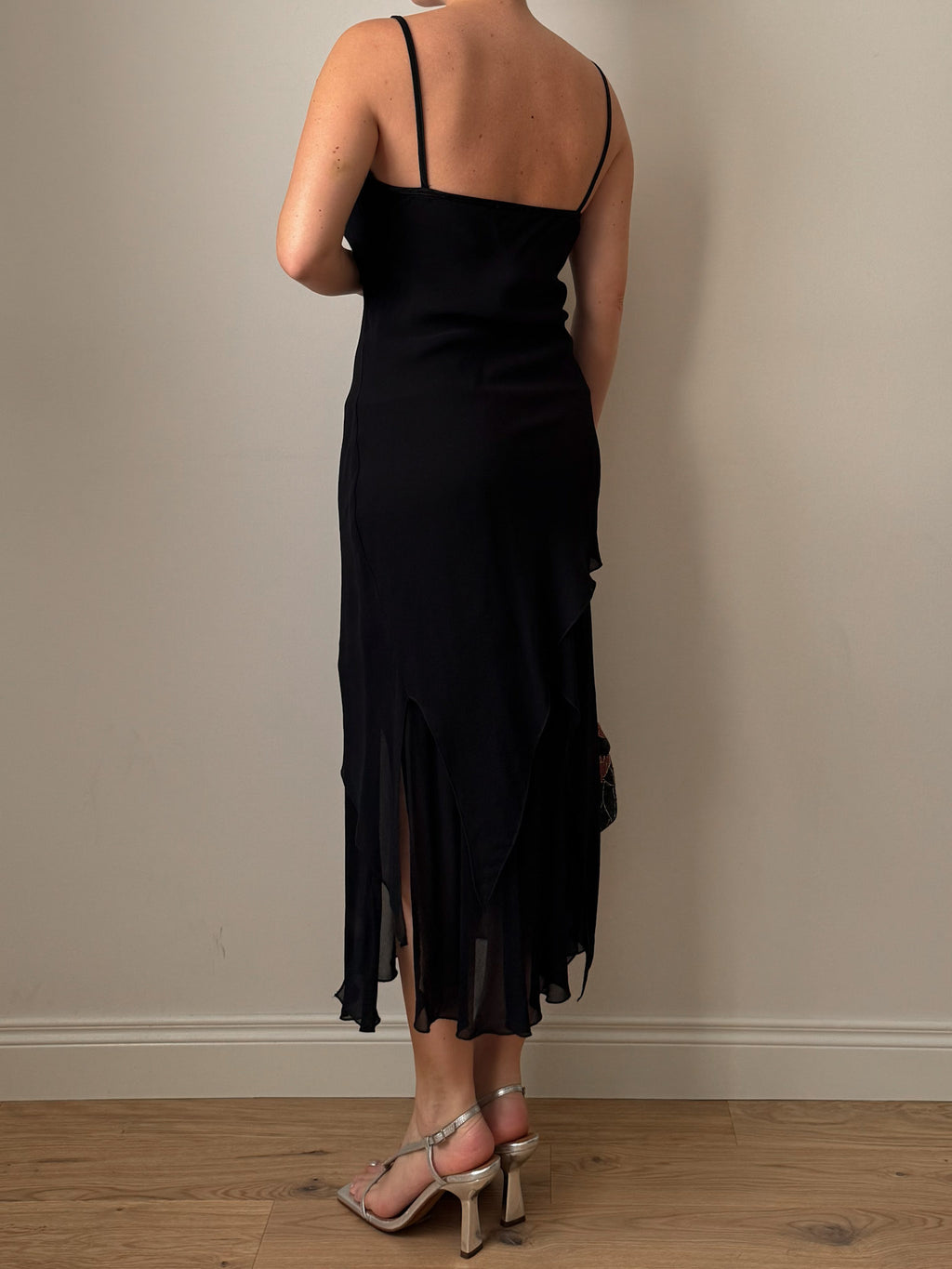 Viscose and sequin black dress