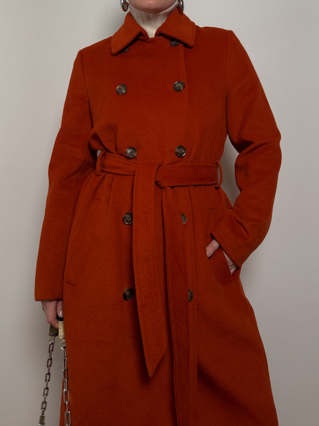Trussardi pure wool terracotta coat