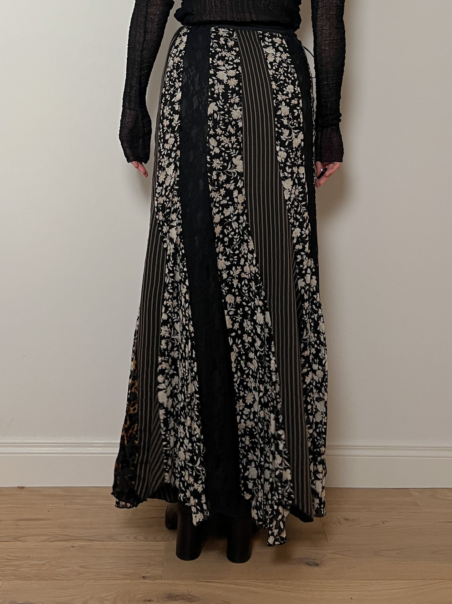 Viscose patchwork long skirt