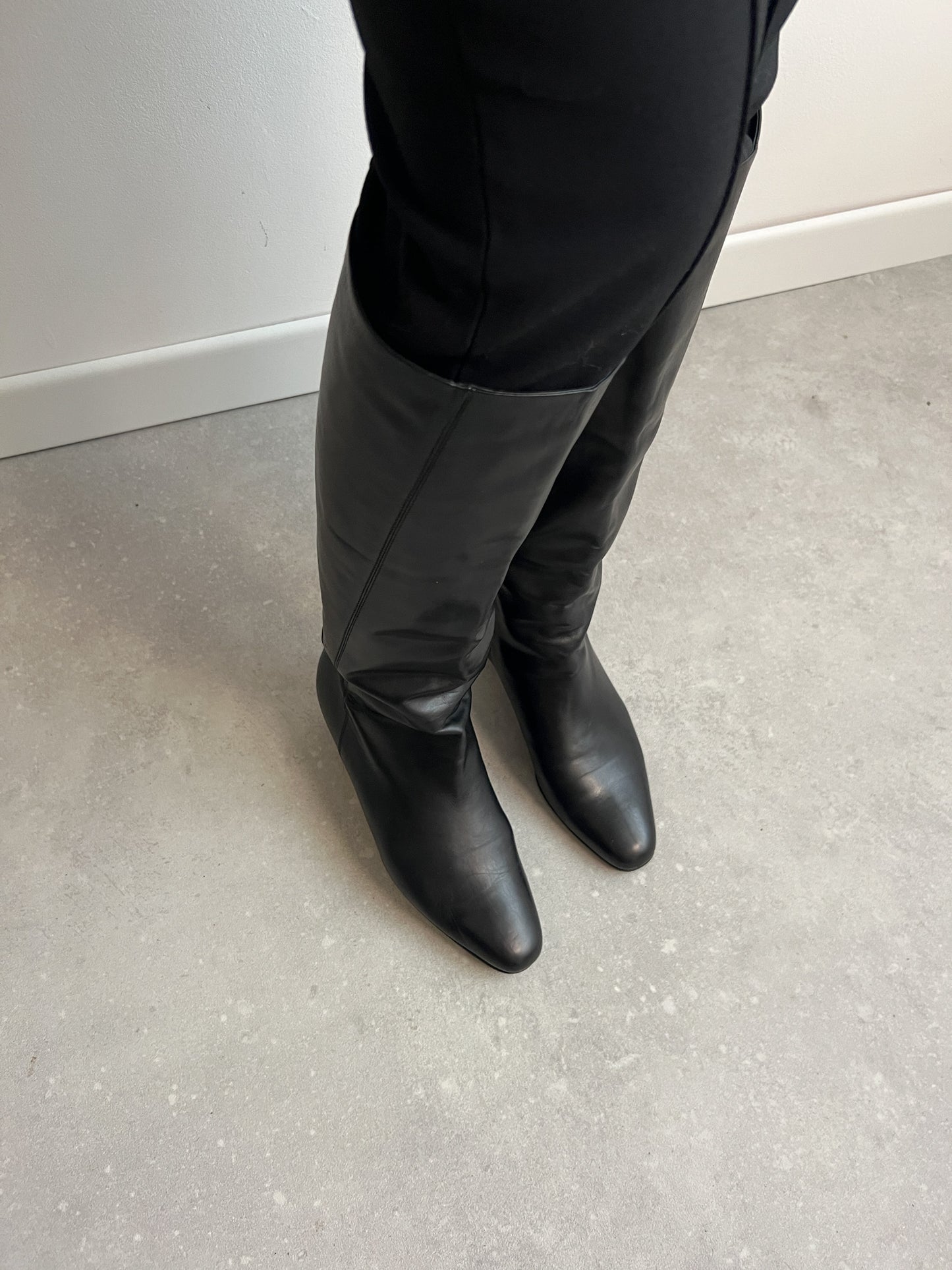 Genuine leather black boots