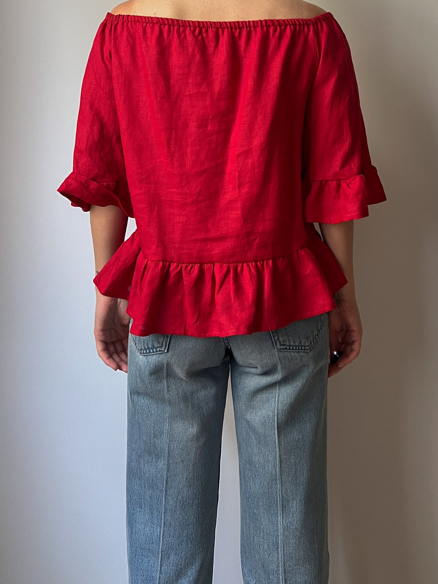 Pure linen red top