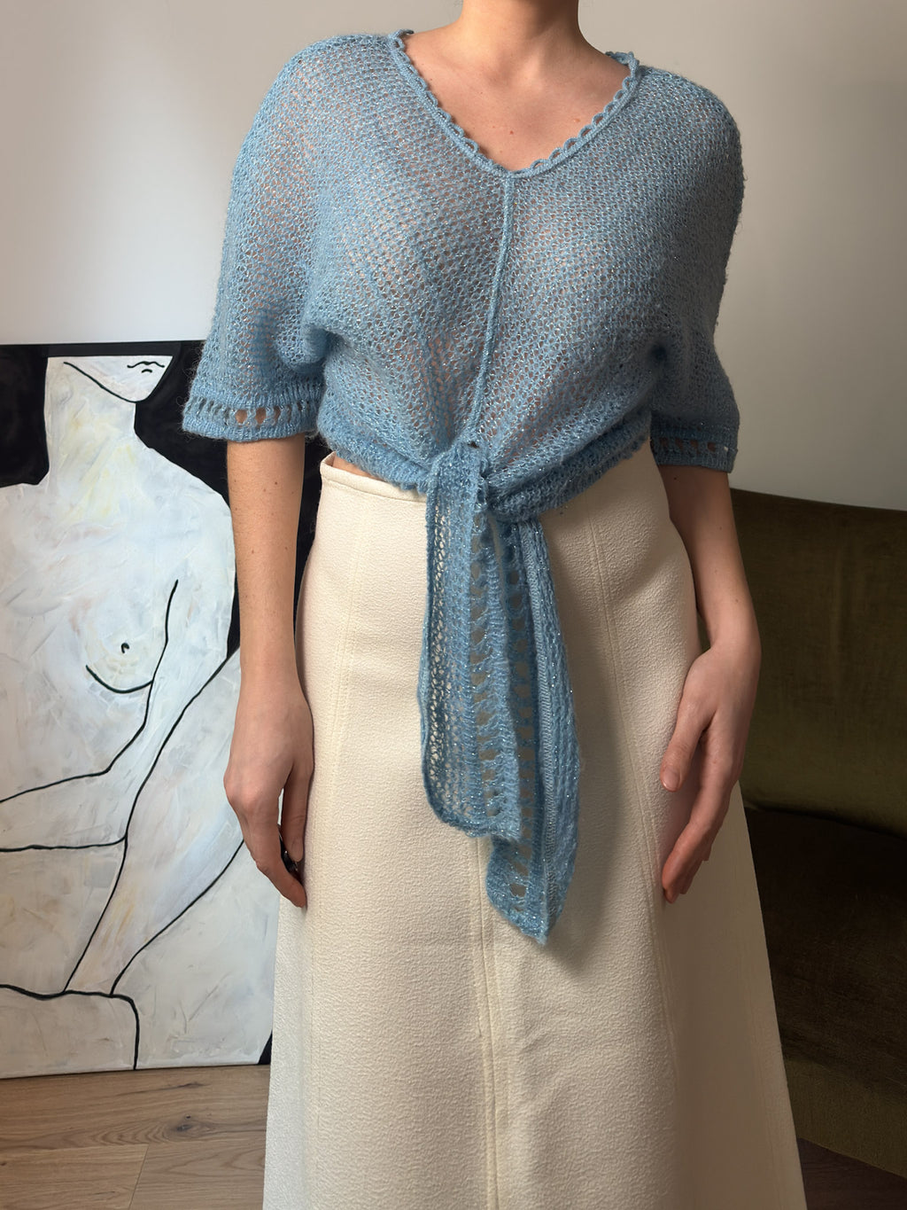 Wool blend sky top