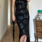 Pure silk sequins black dress