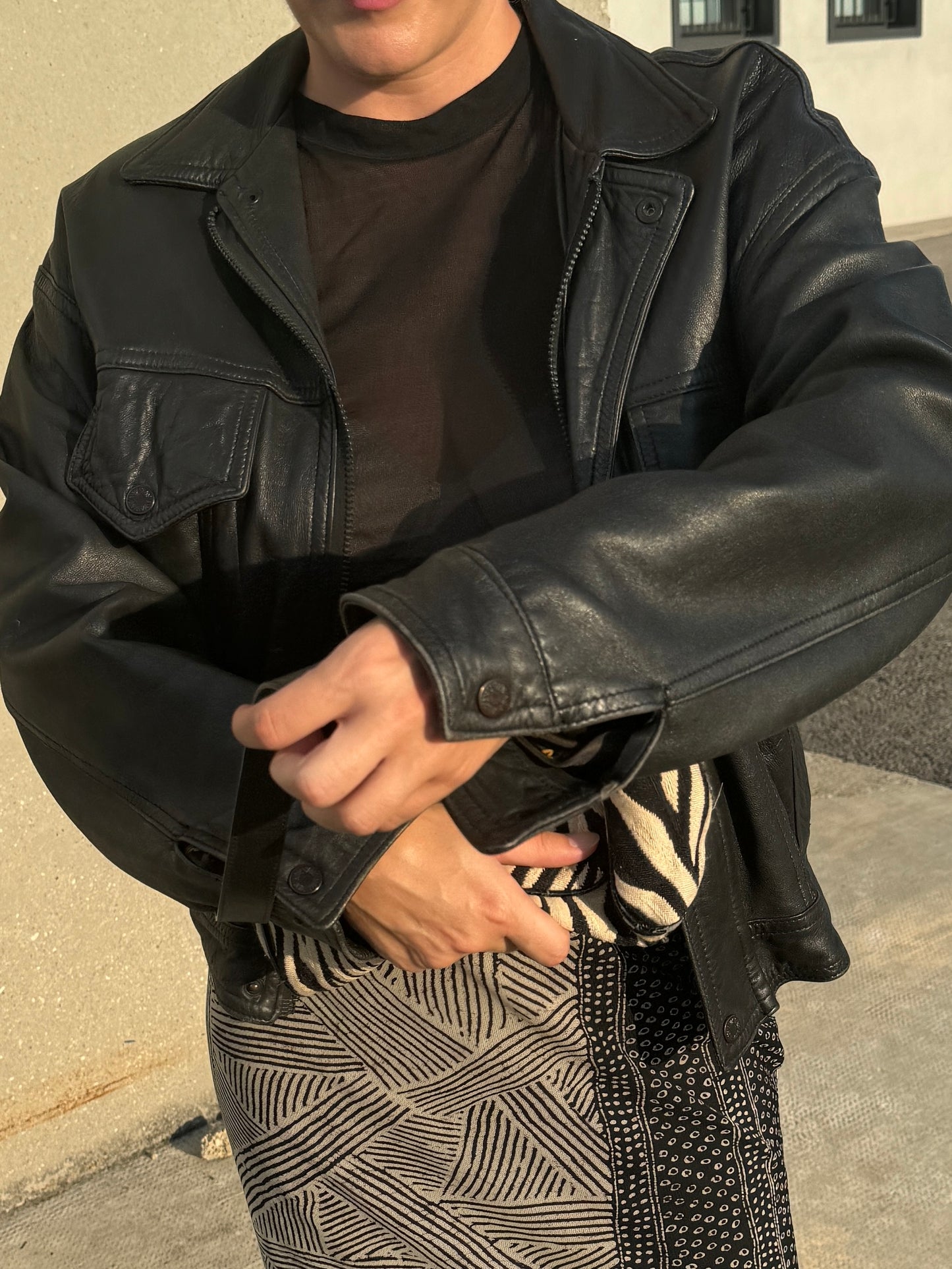 Real leather bomber jacket