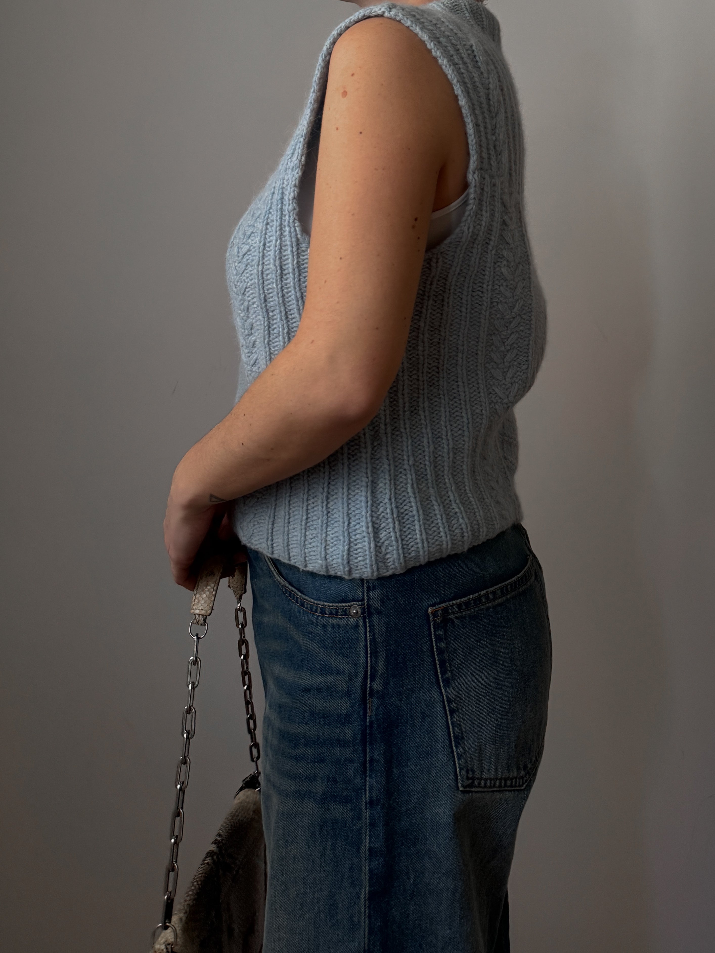Wool and angora sky vest