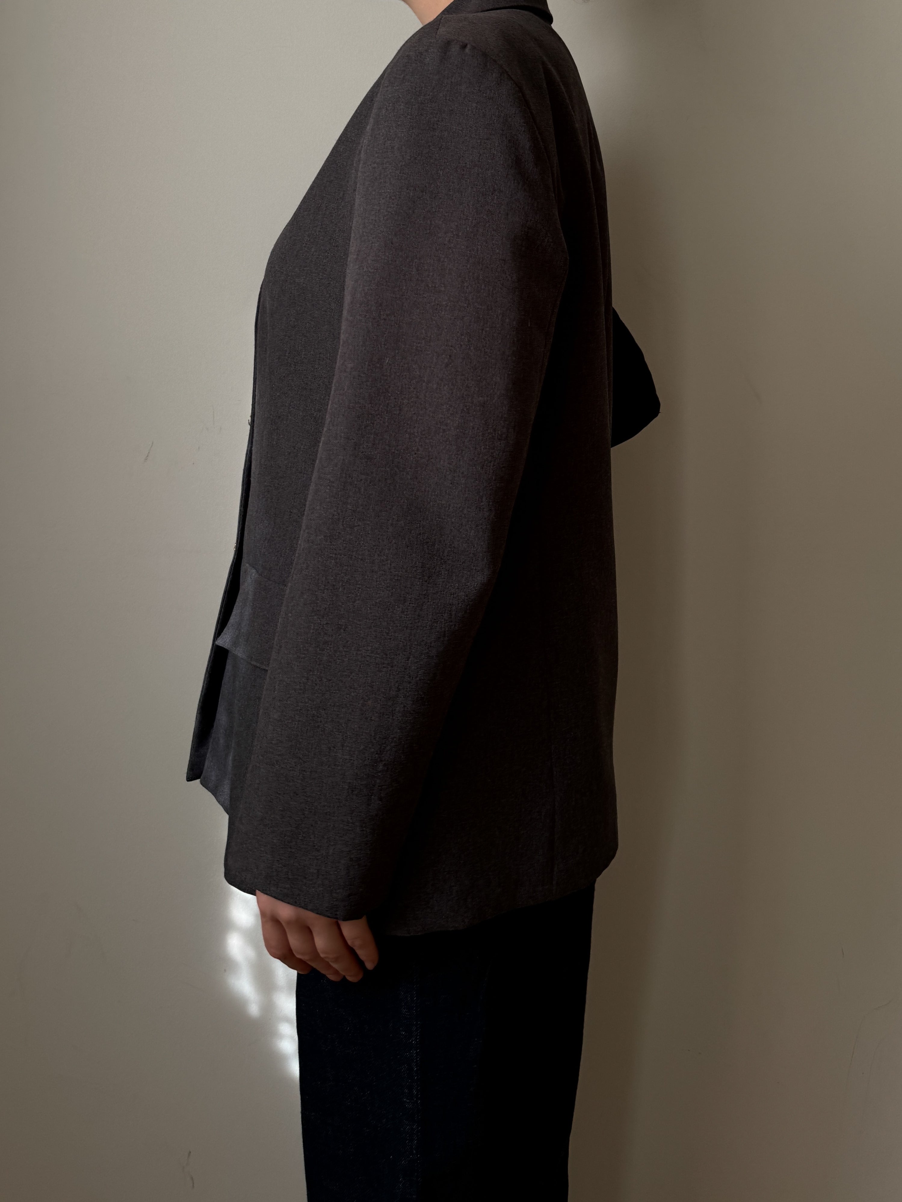 Grey blazer with gold rope buttons