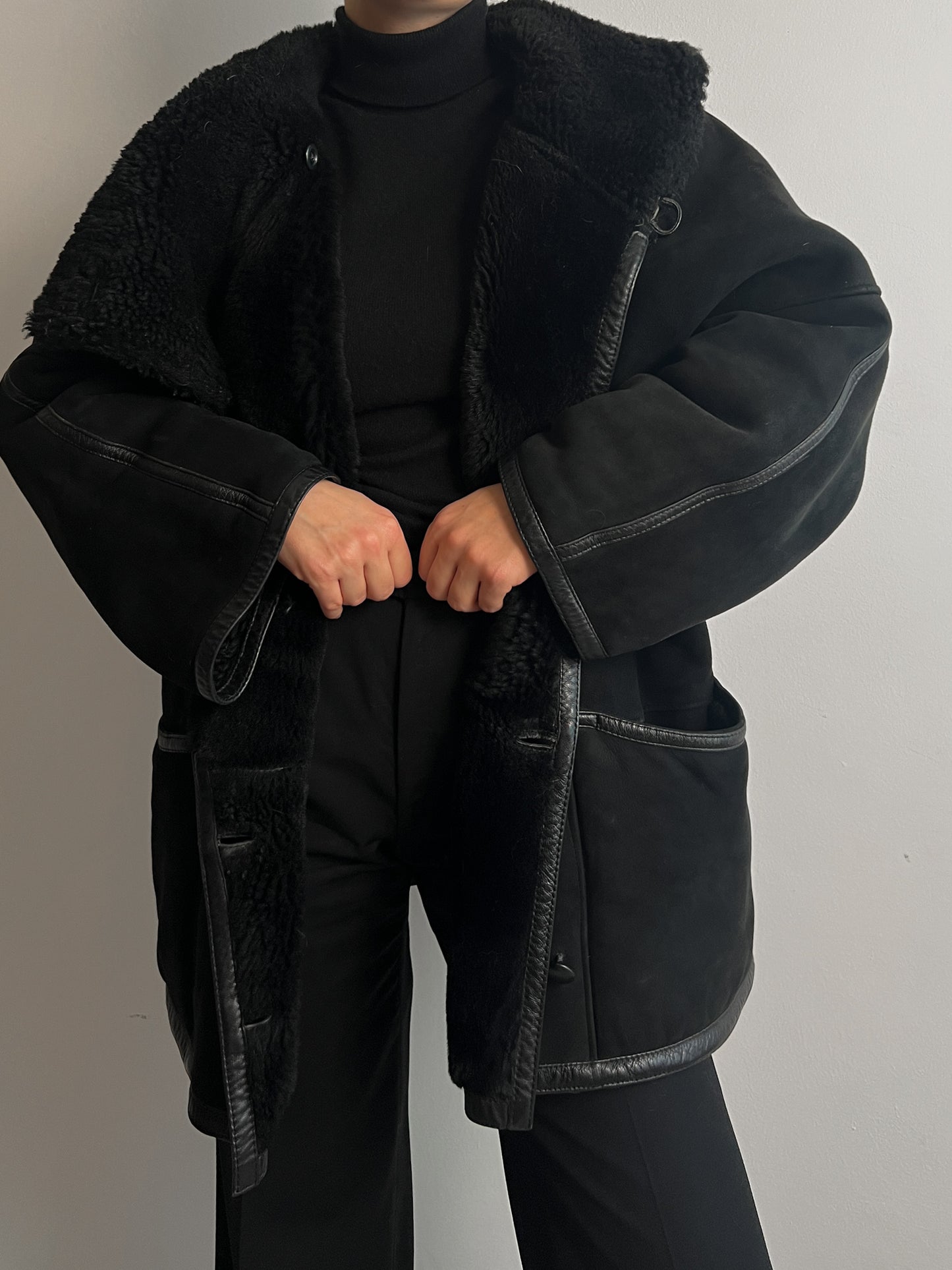 Vintage black Shearling coat