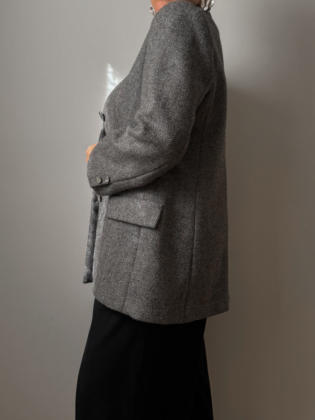 Pure wool herringbone grey blazer