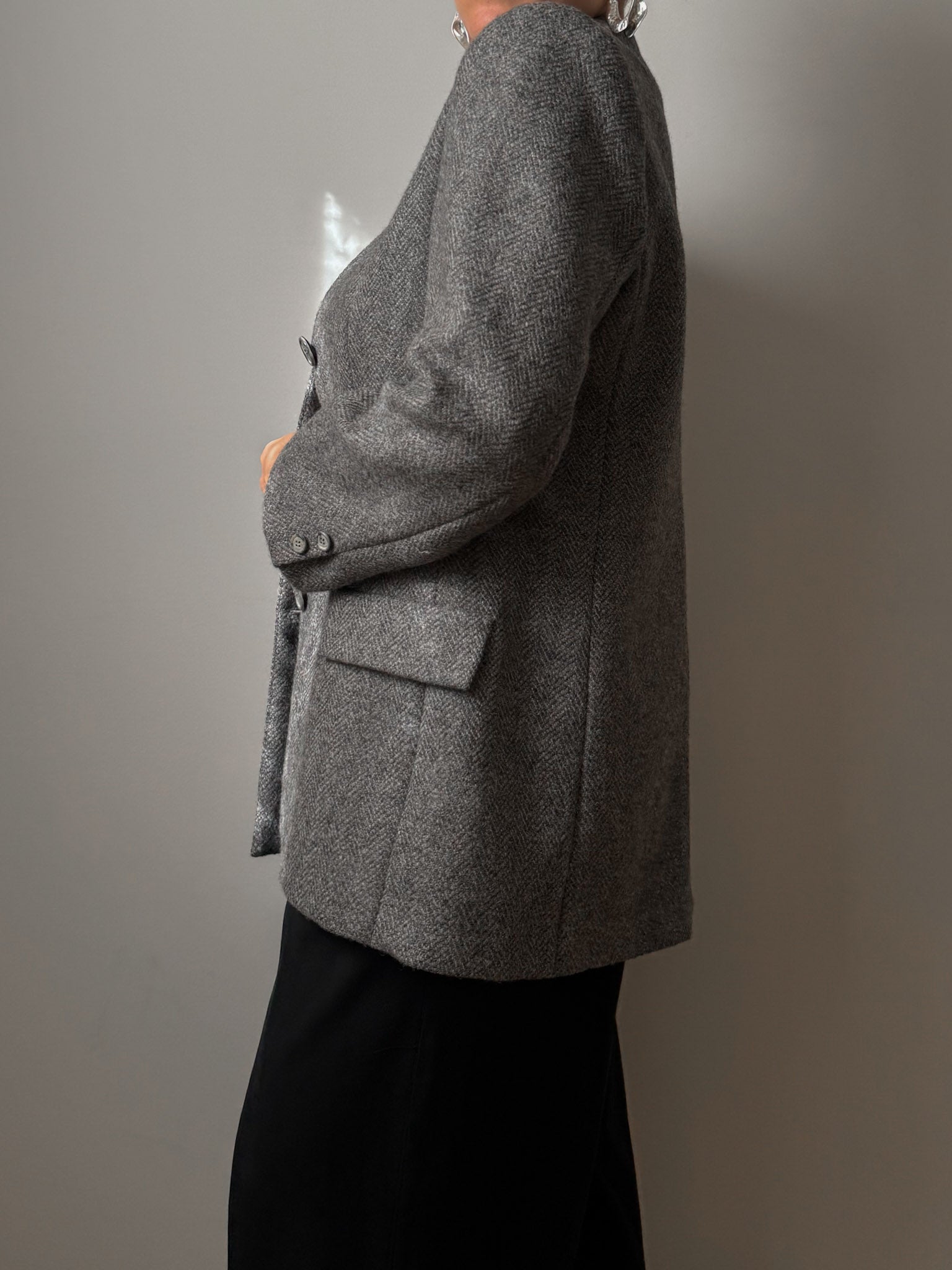 Pure wool herringbone grey blazer