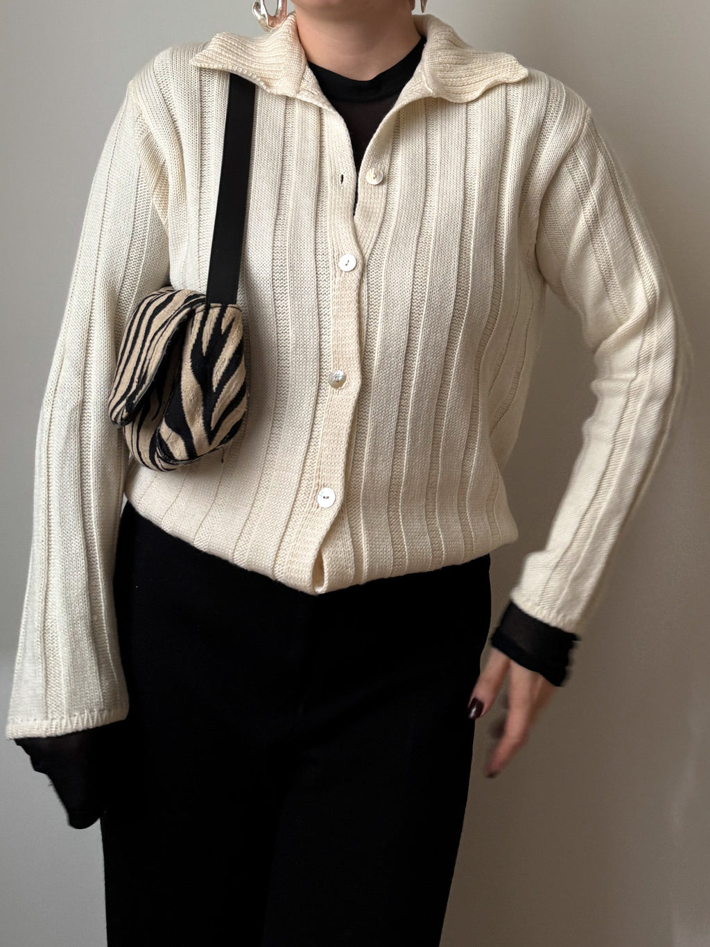 Pure merino wool ivory cardigan