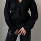 Pure wool embroidered black cardigan