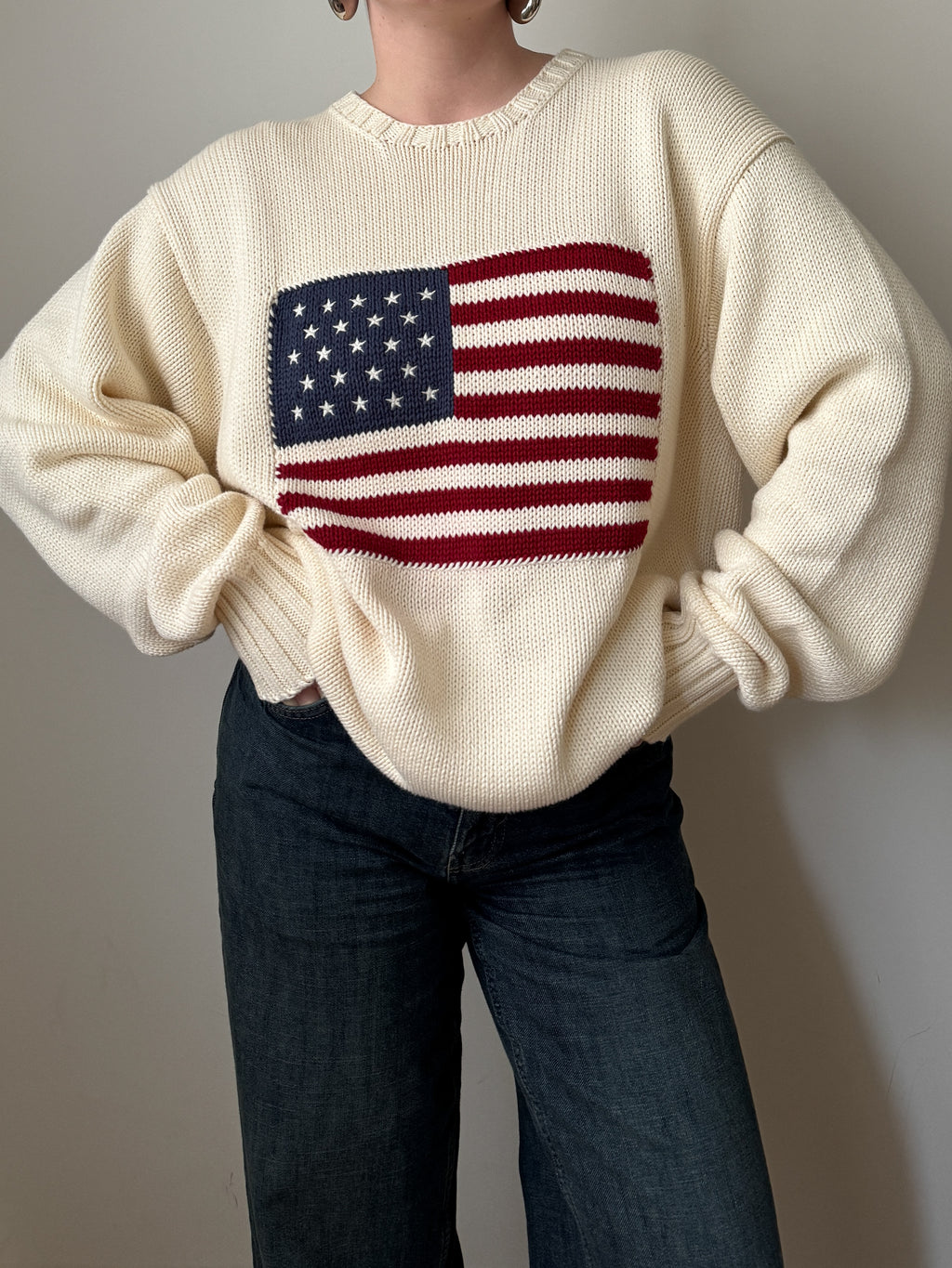 Maglione Polo Ralph Lauren in puro cotone con bandiera