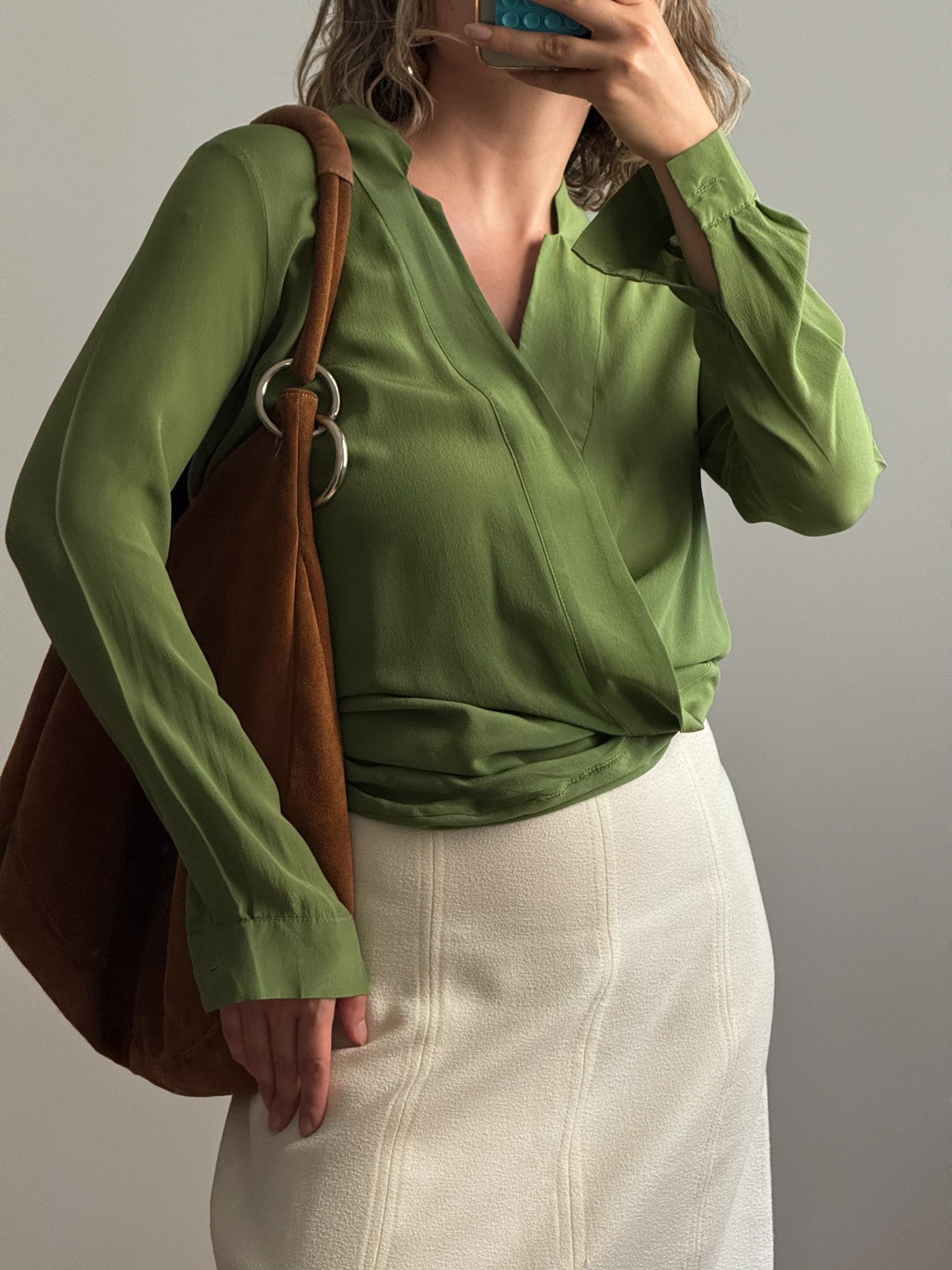 Pure silk green blouse