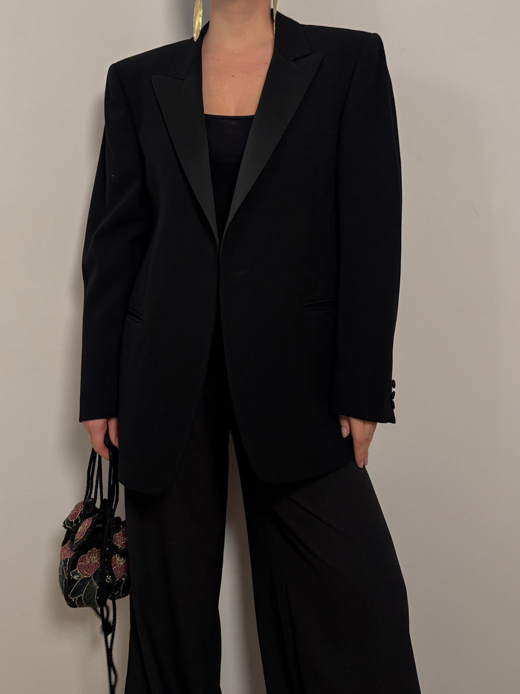 Merino wool and silk black blazer