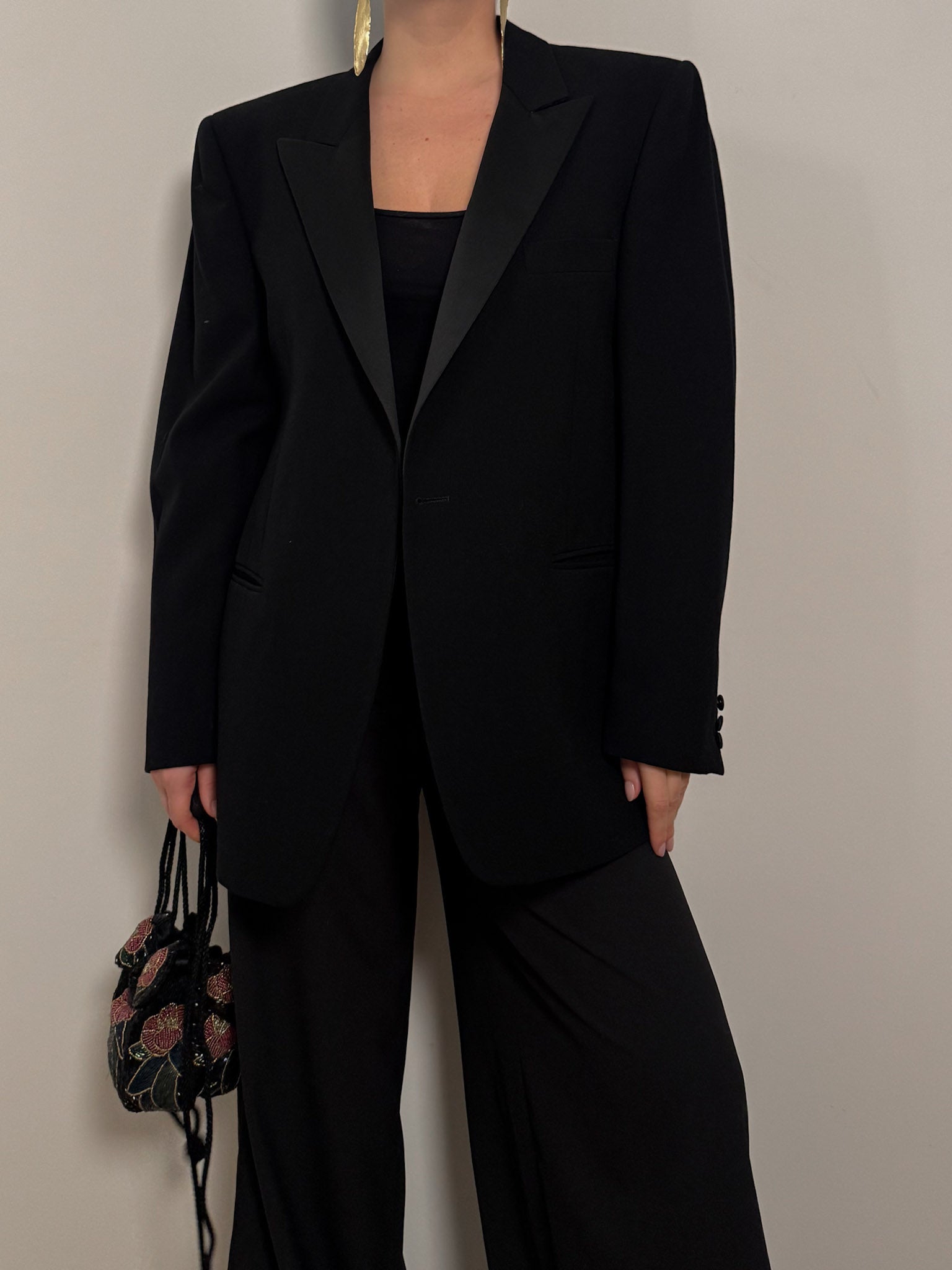 Merino wool and silk black blazer
