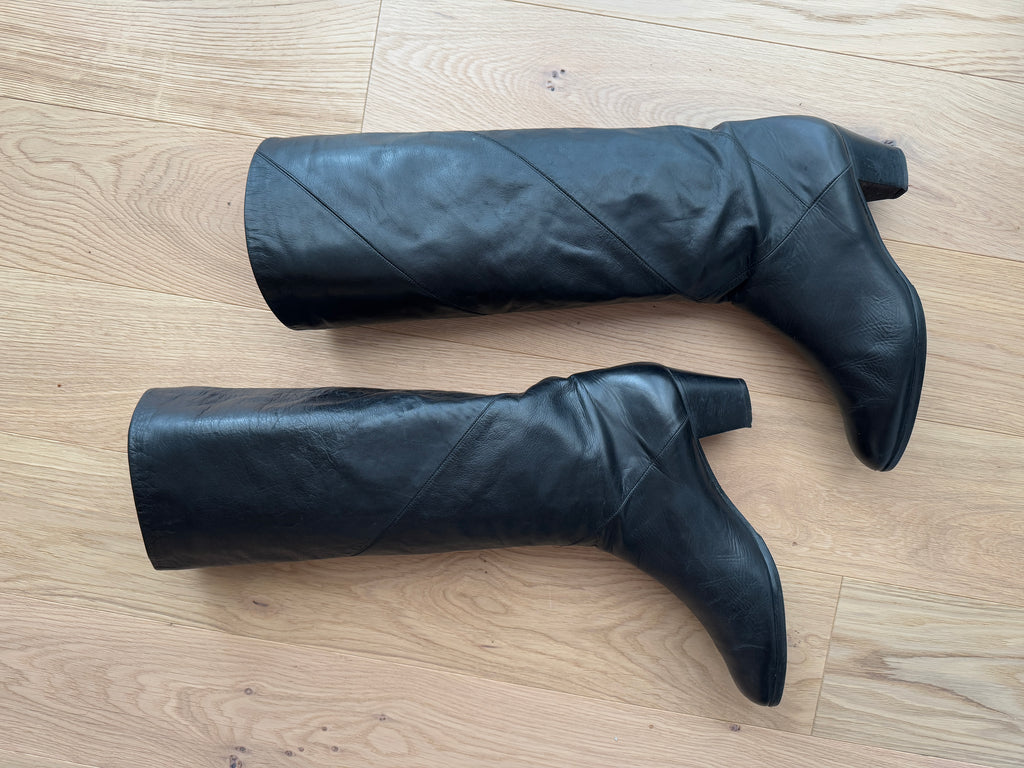 Real leather black boots