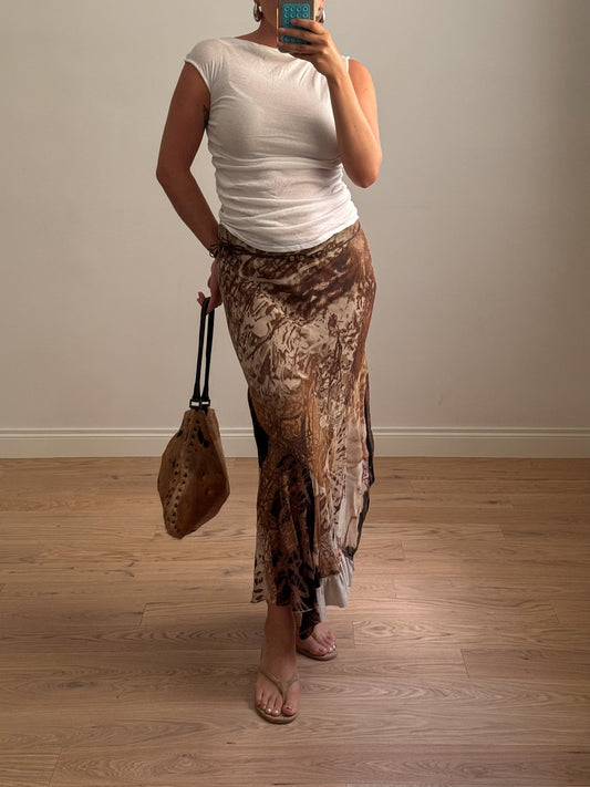 Pure viscose printed skirt
