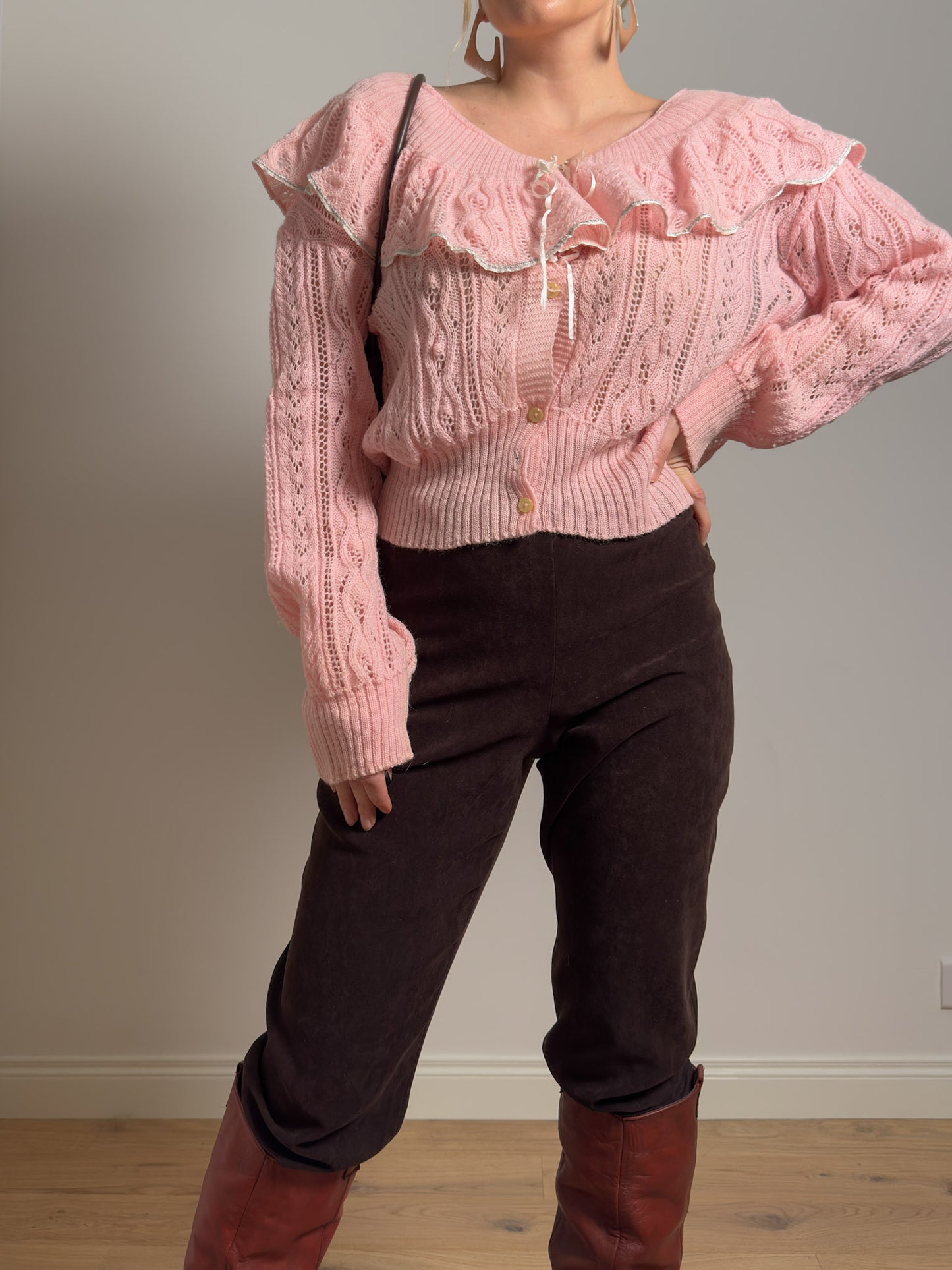 Pure wool pink cardigan