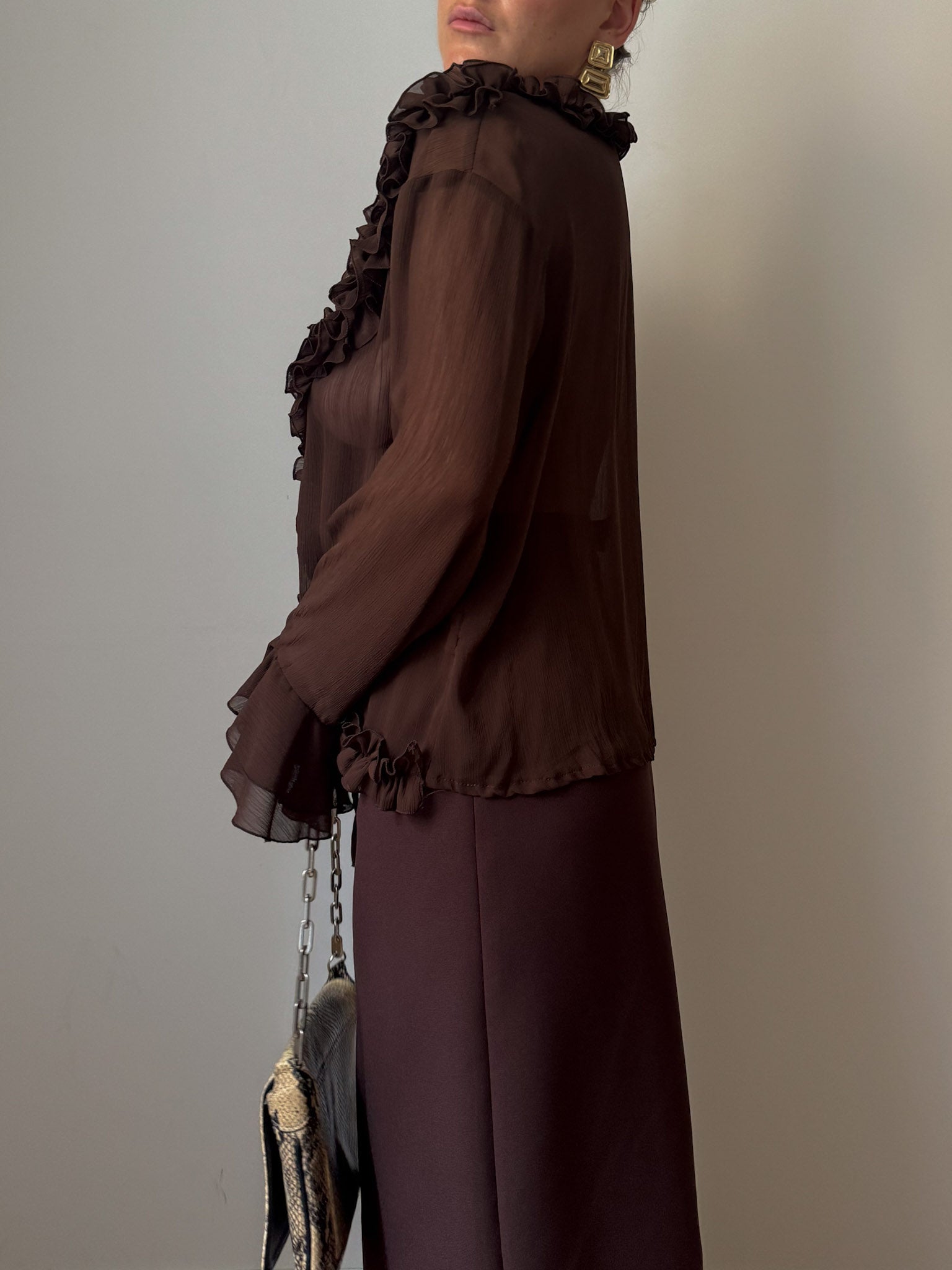 Silk ad viscose chocolate blouse