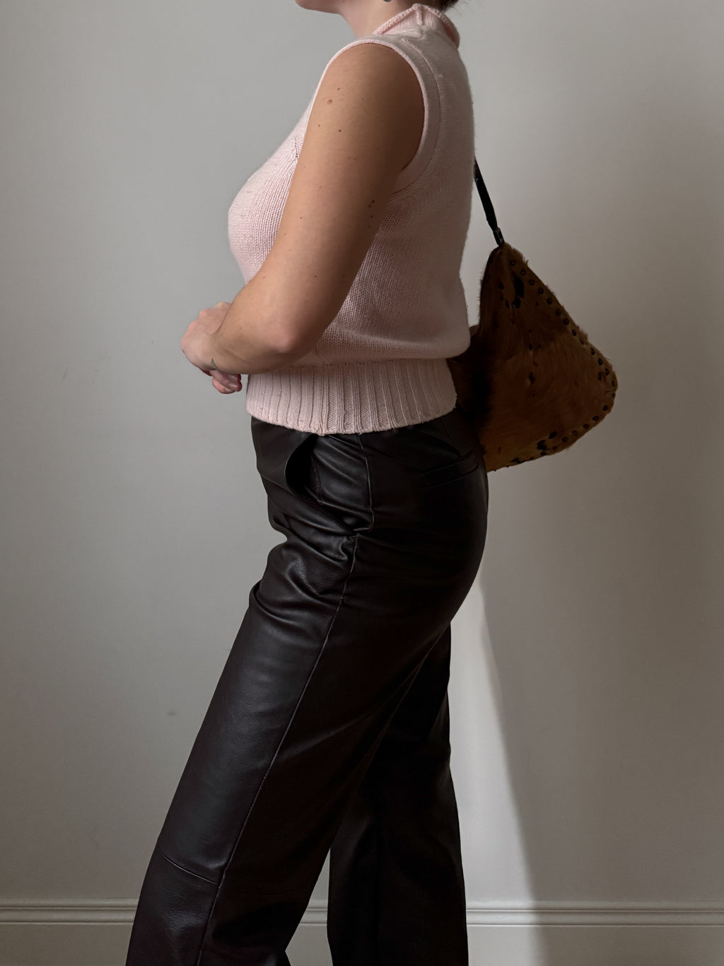 Wool and angora pink top