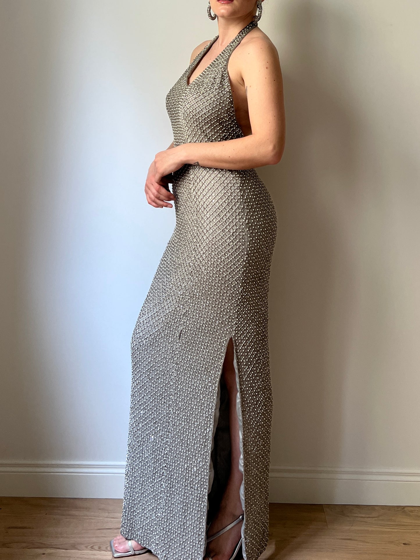 Tailored silver long dress