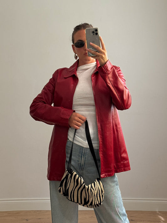 Real leather red jacket