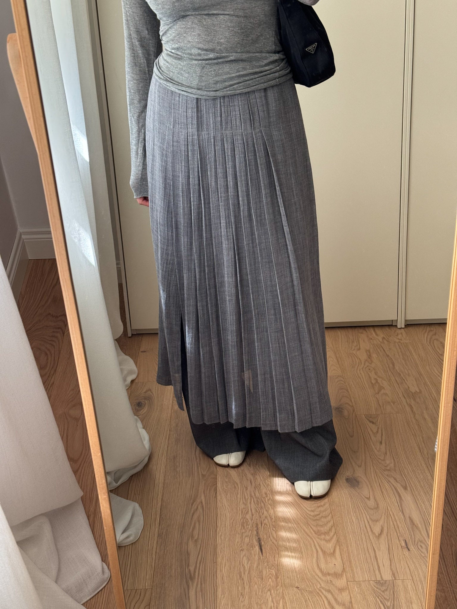 Cotton and linen grey skirt