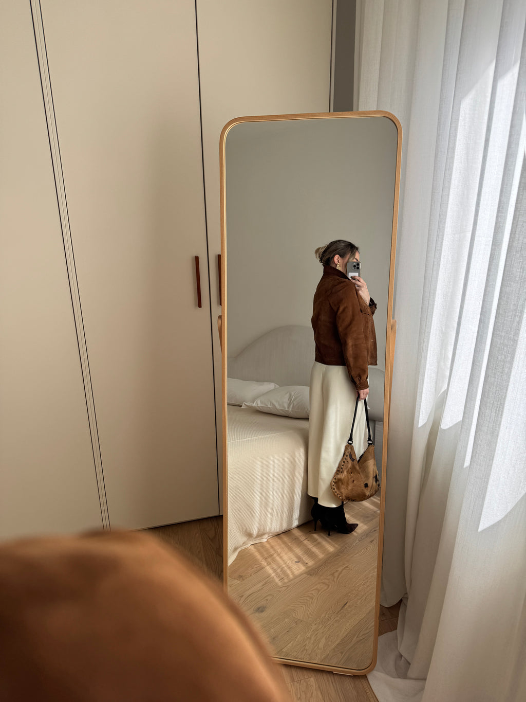 Real suede cropped jacket