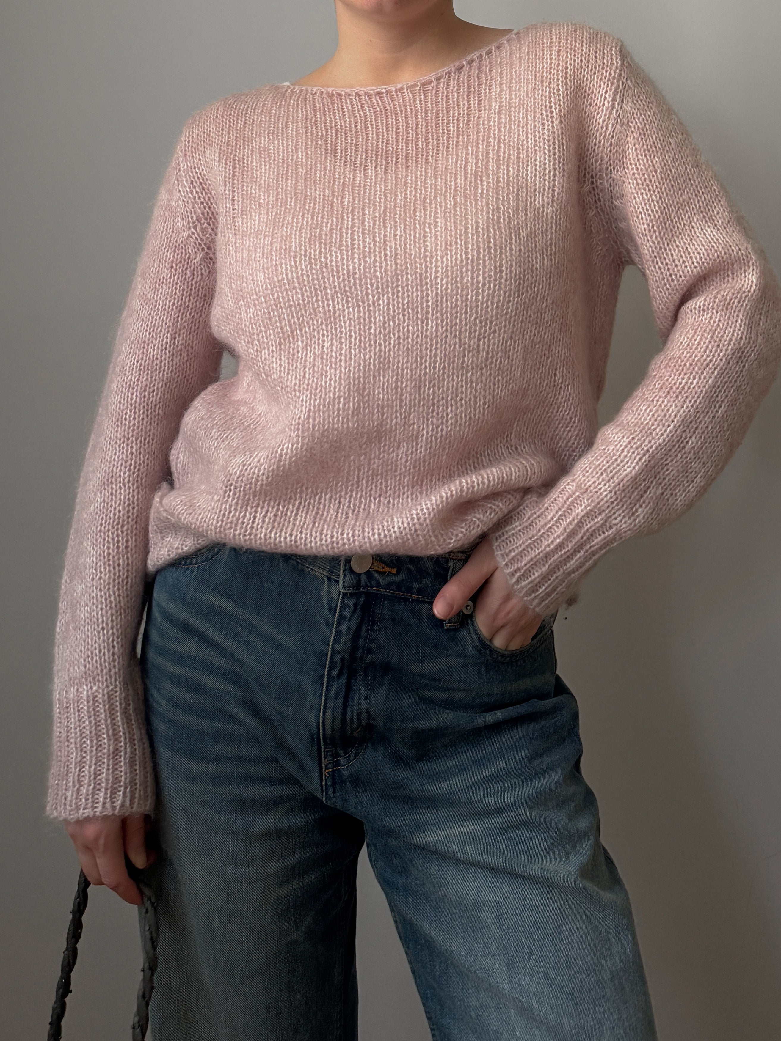 Kid mohair and merino wool pink pull