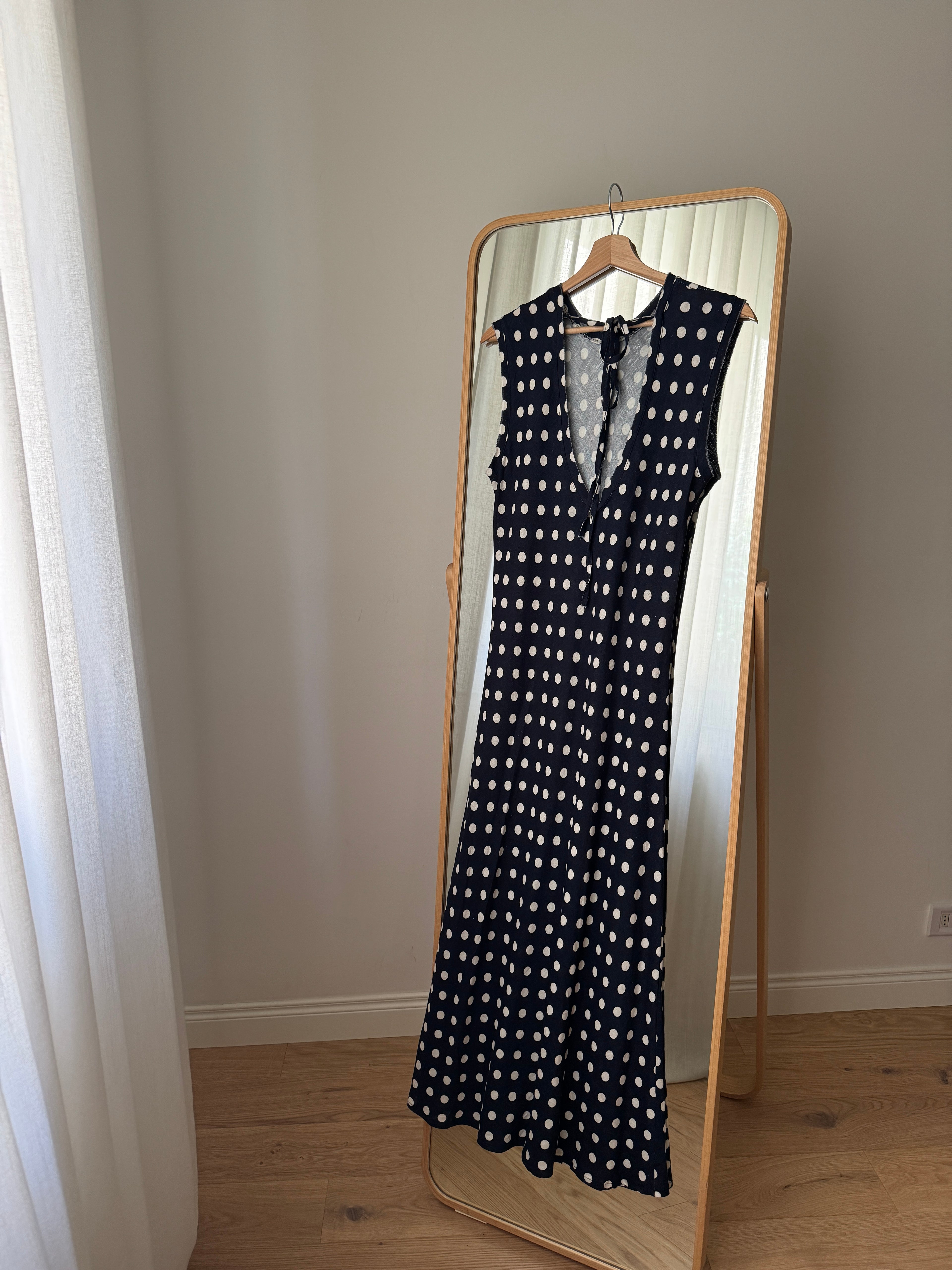 PRE ORDER - Abito pois in lino e viscosa (Blu e avorio)