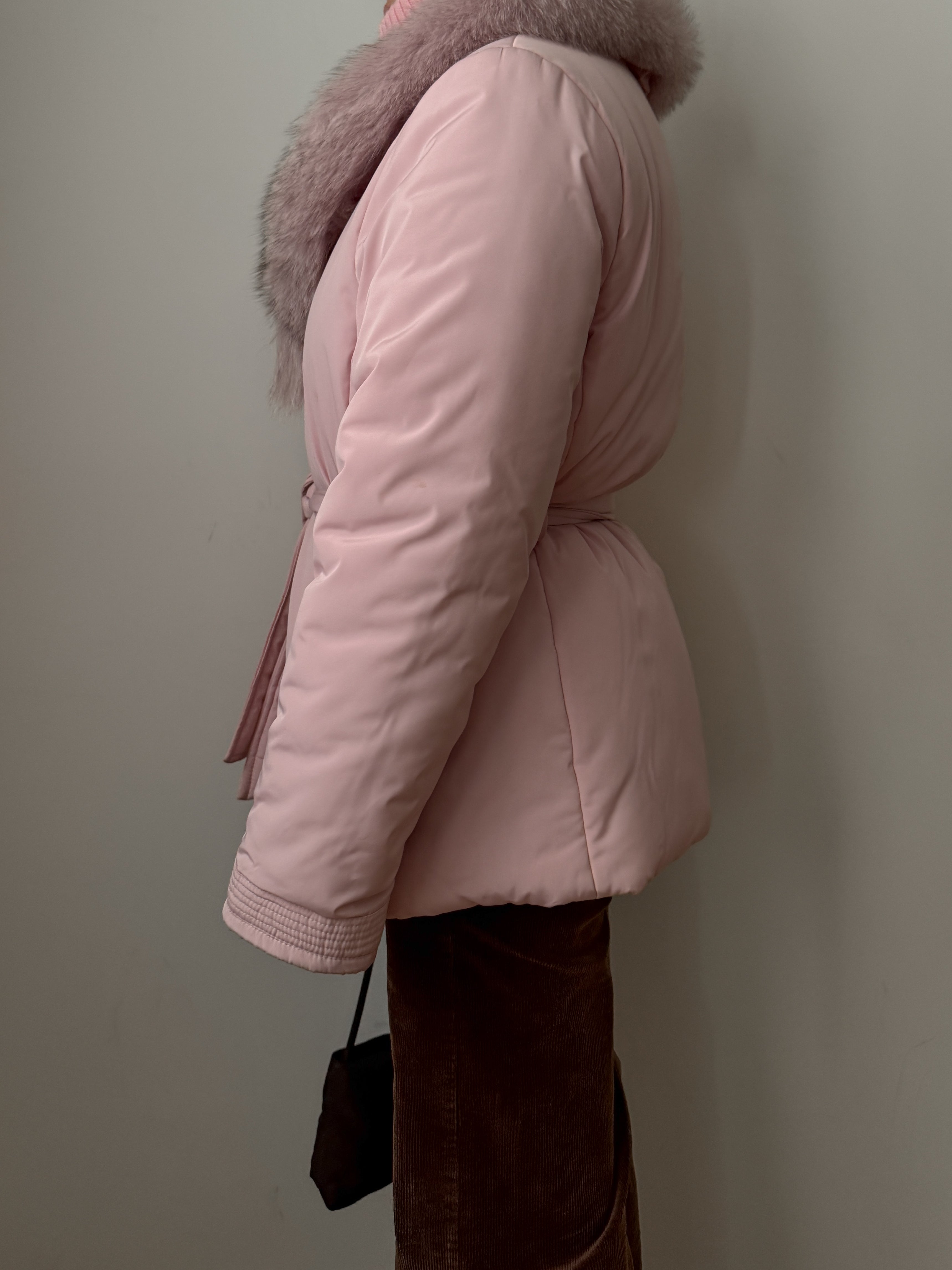 Padded jacket with real fur details