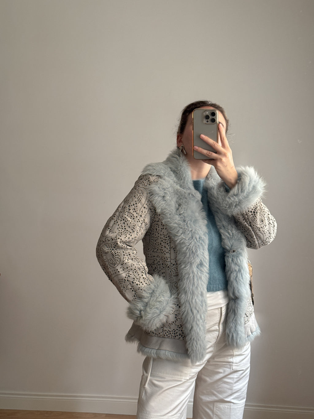 Suede and shearling sky jacket