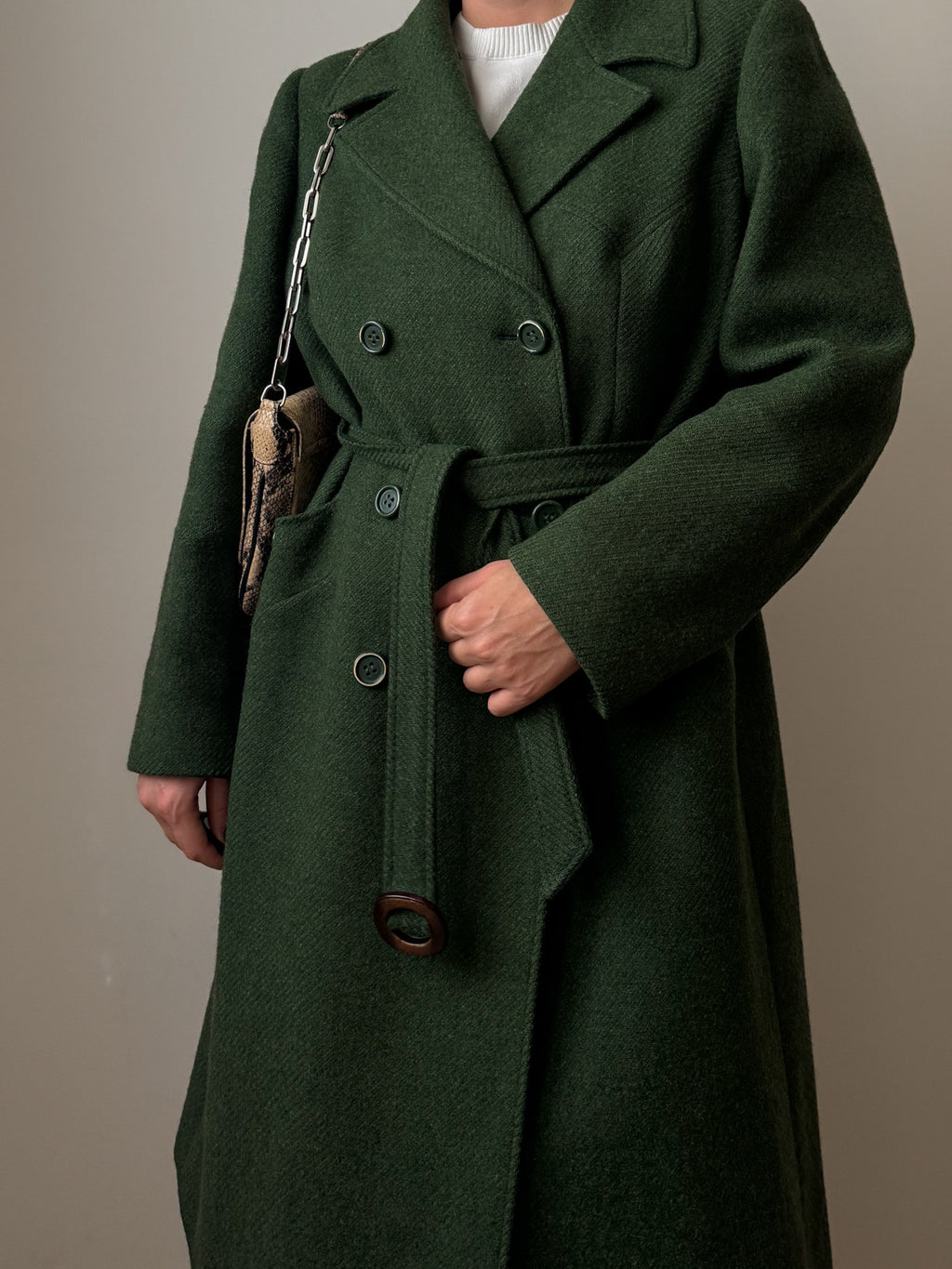 Pure new wool green coat