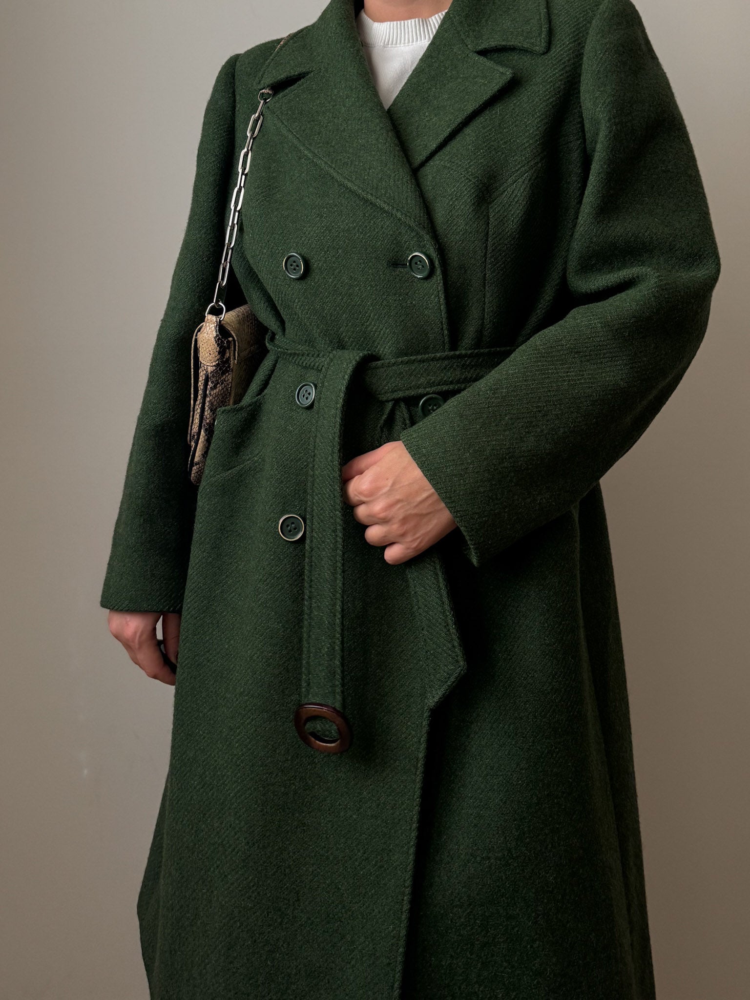 Pure new wool green coat