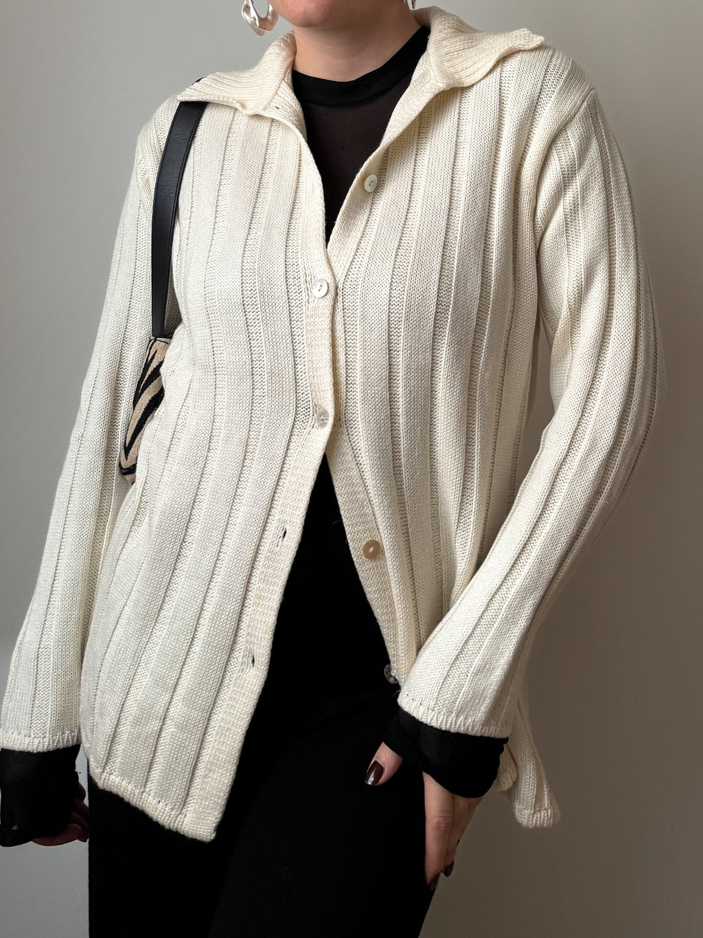 Pure merino wool ivory cardigan