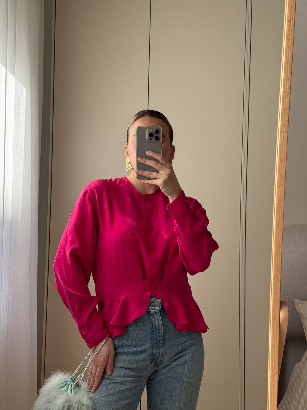 Pure silk cyclamen blouse